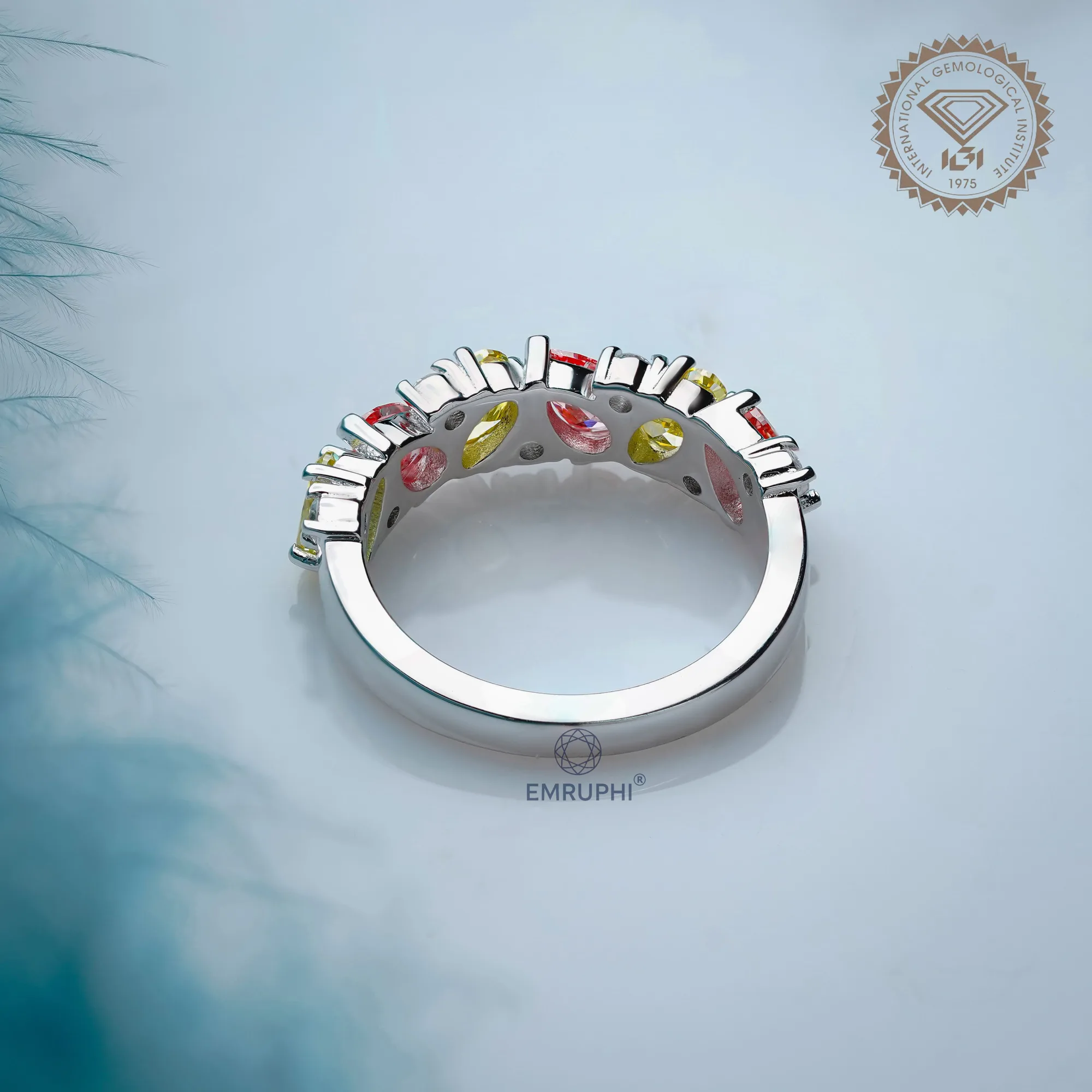 Pear & Oval Diamond Half Eternity Wedding Band, 14K Solid Gold CVD Diamond Bridal Band — view 4