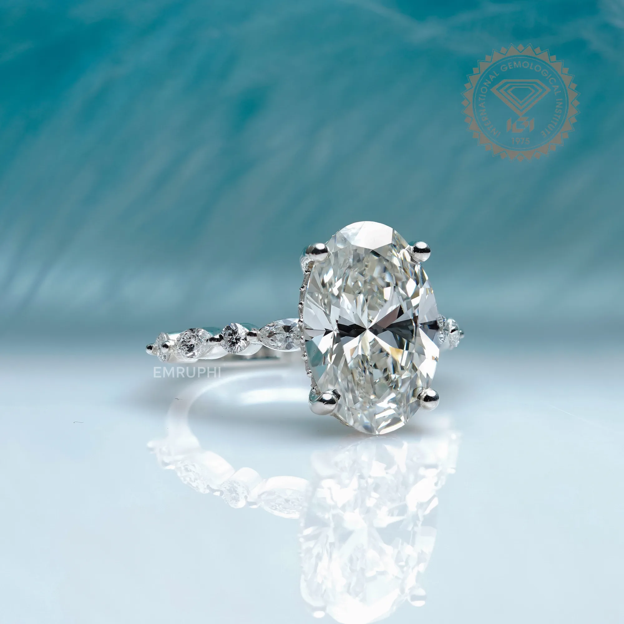 Brilliant Oval Cut Solitaire Engagement Ring, Oval Lab Diamond Anniversary Ring, Oval Proposal Ring for Her — view 3
