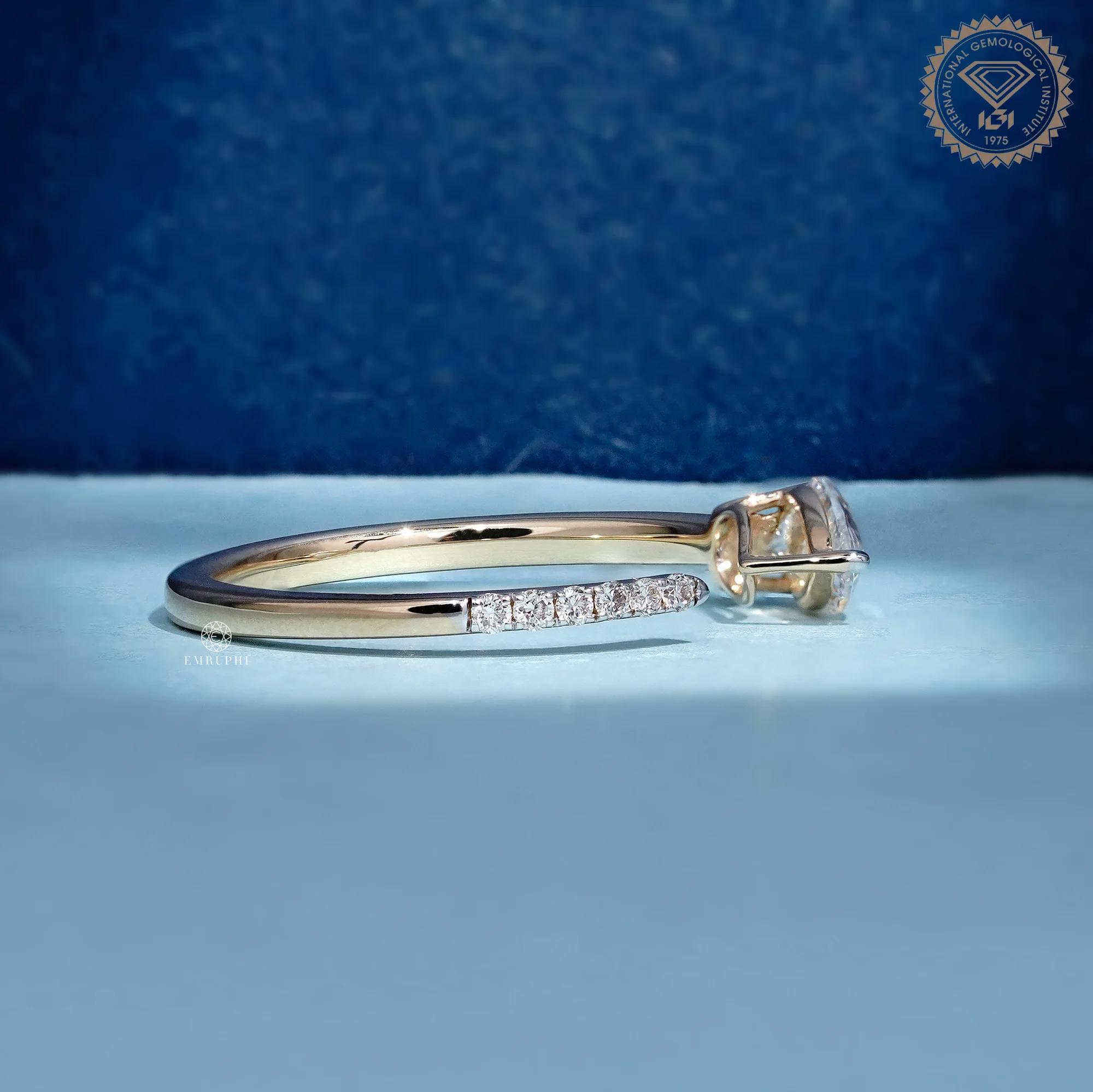Pear Cut Lab Grown Diamond Open Ring, IGI Certified Bypass Engagement Ring — view 3