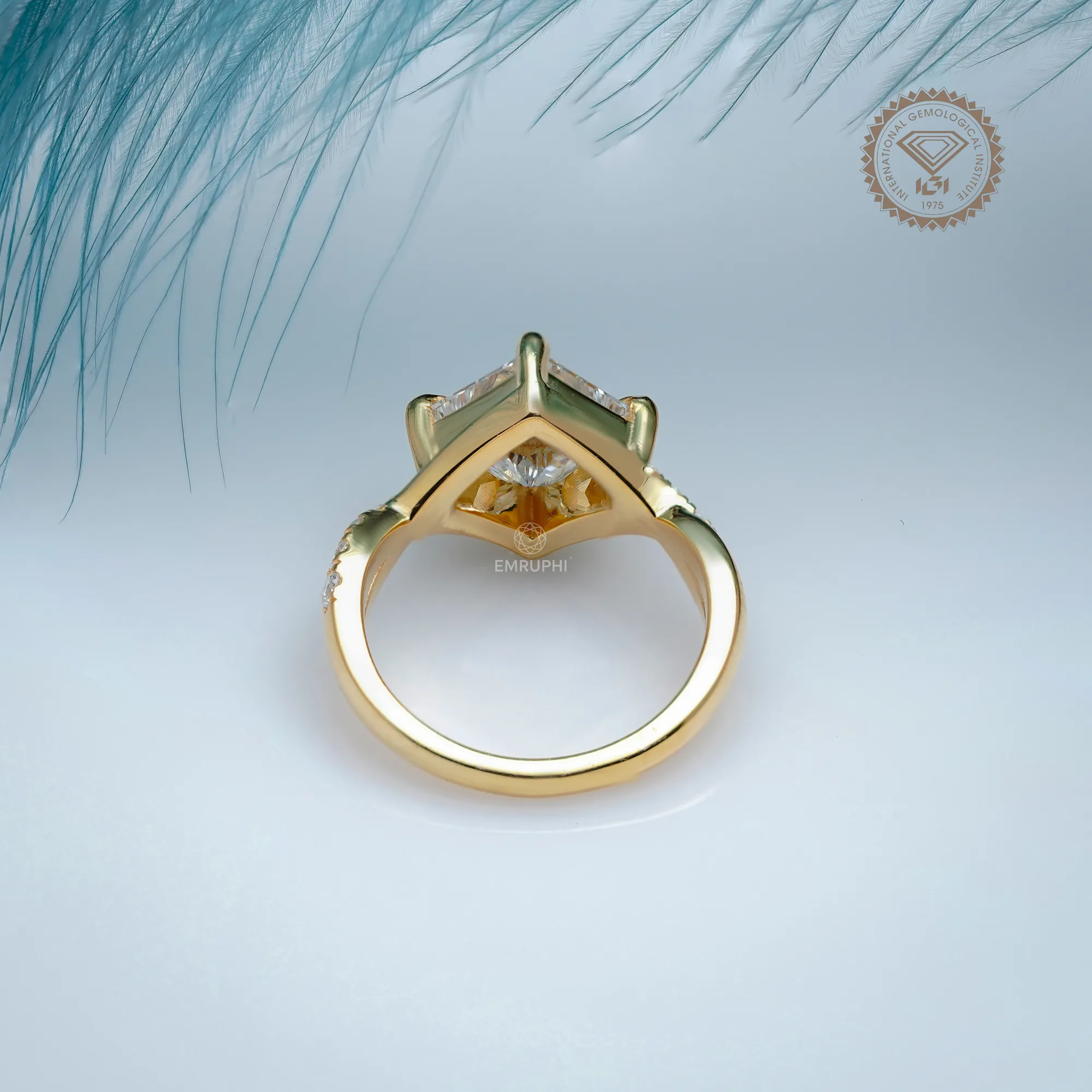 2 CT Princess Cut Lab Diamond Engagement Ring, 14K Gold Solitaire Bridal Ring — view 4