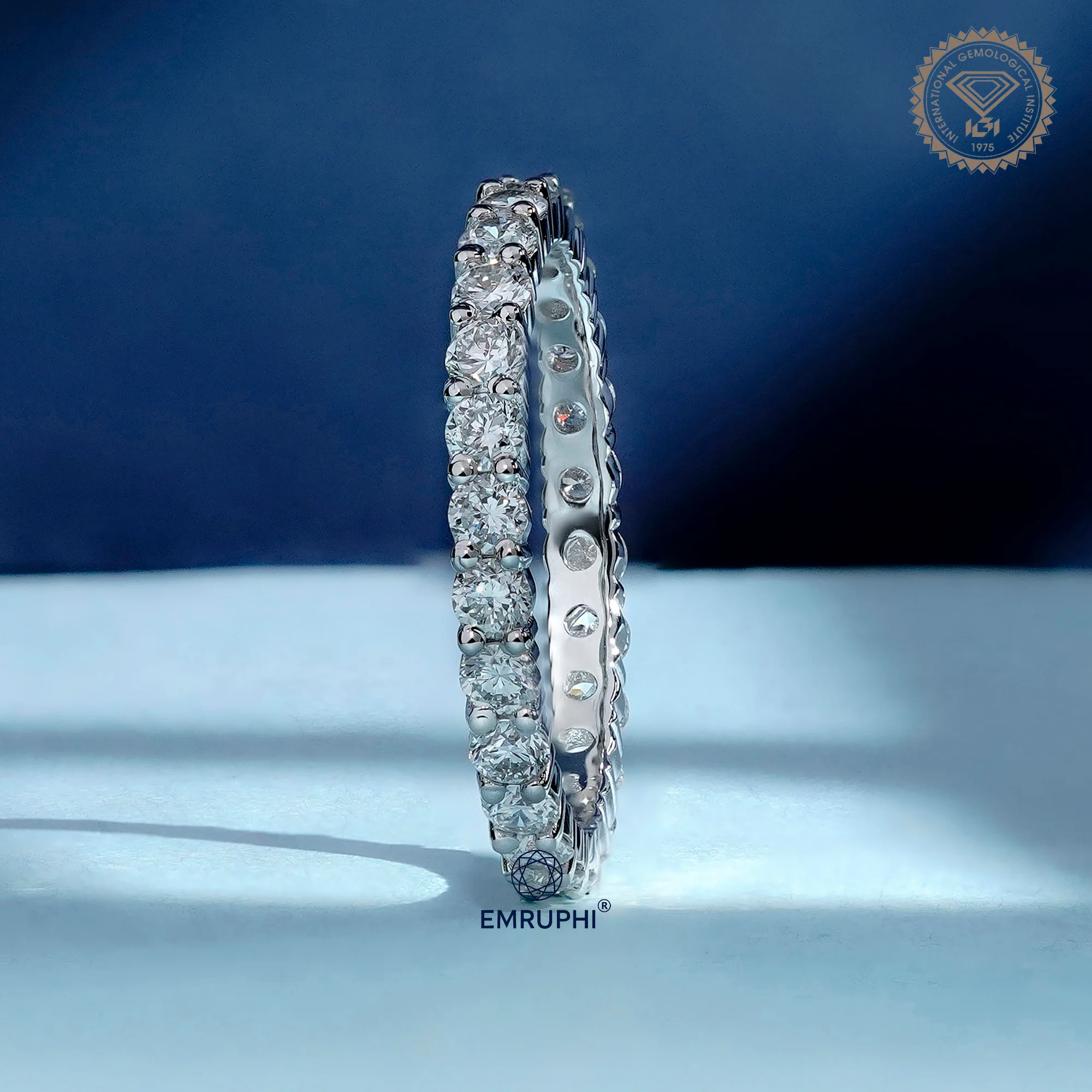 14k Gold Full Eternity Band, Round Lab-Grown Diamond daily wear Ring — view 3