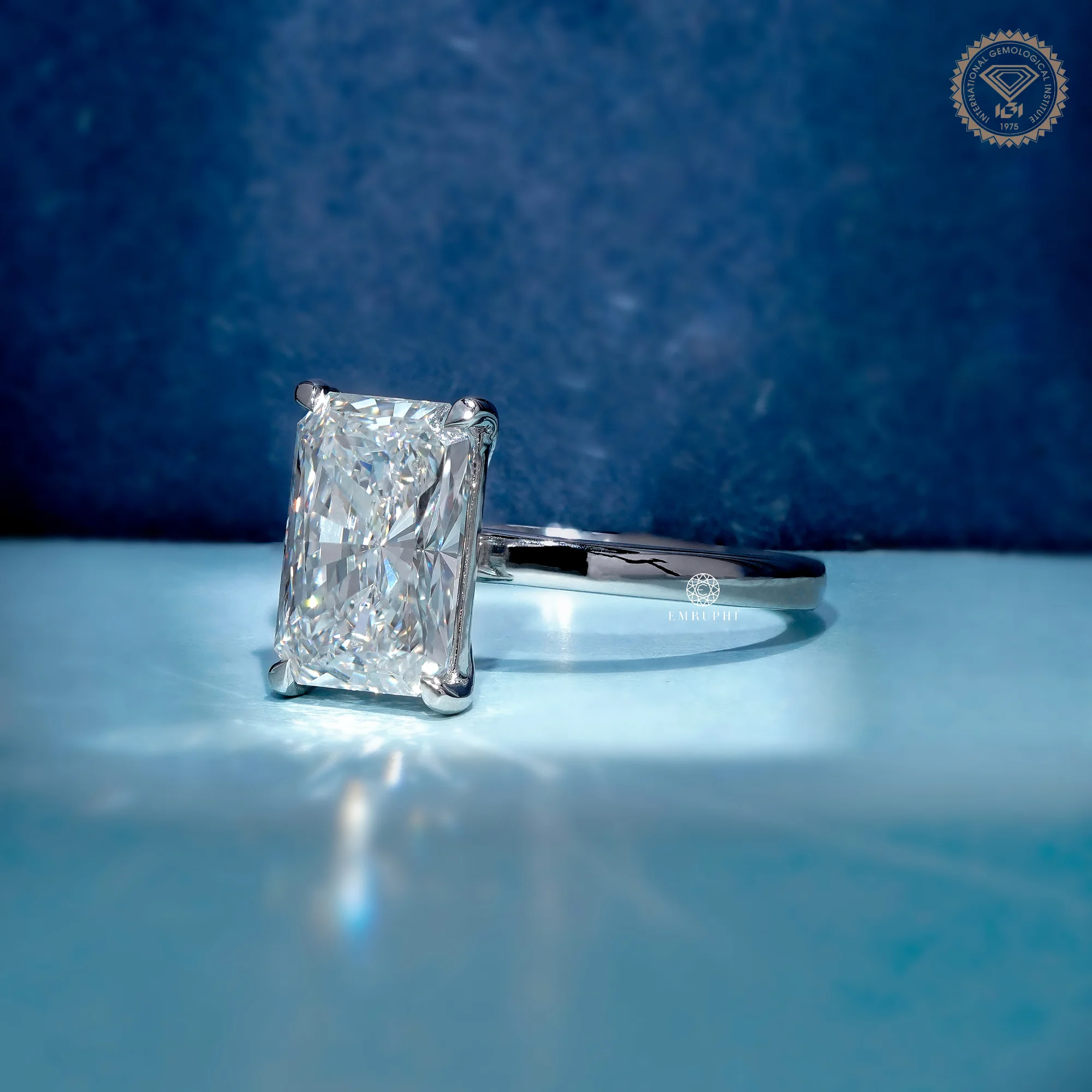 2.5 CT Radiant Solitaire Lab Diamond Ring, IGI Certified Diamond Engagement Ring — view 2