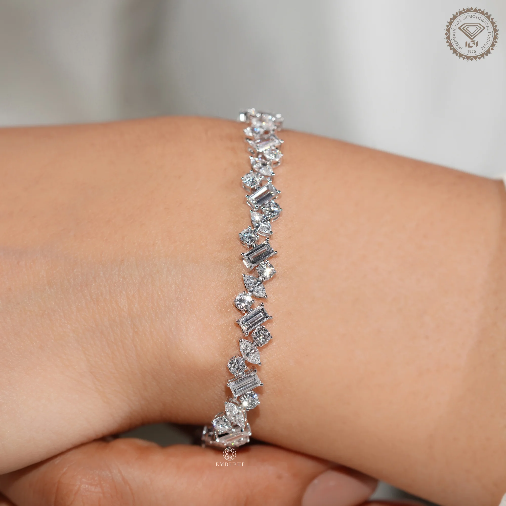 Multi Stone Tennis Bracelet For Women, Lab Diamond Bracelet in 14K Gold — view 13