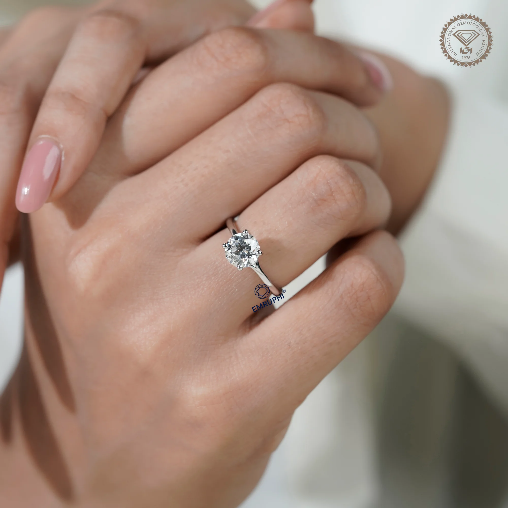 1.5 Carat Round Cut Solitaire Ring, 4 Prong Setting Lab Grown Diamond Engagement Ring in 14k Gold — view 12
