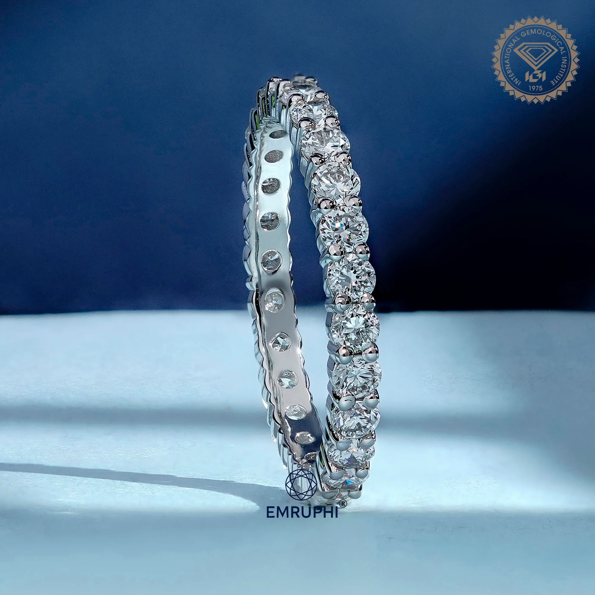 14k Gold Full Eternity Band, Round Lab-Grown Diamond daily wear Ring — view 2