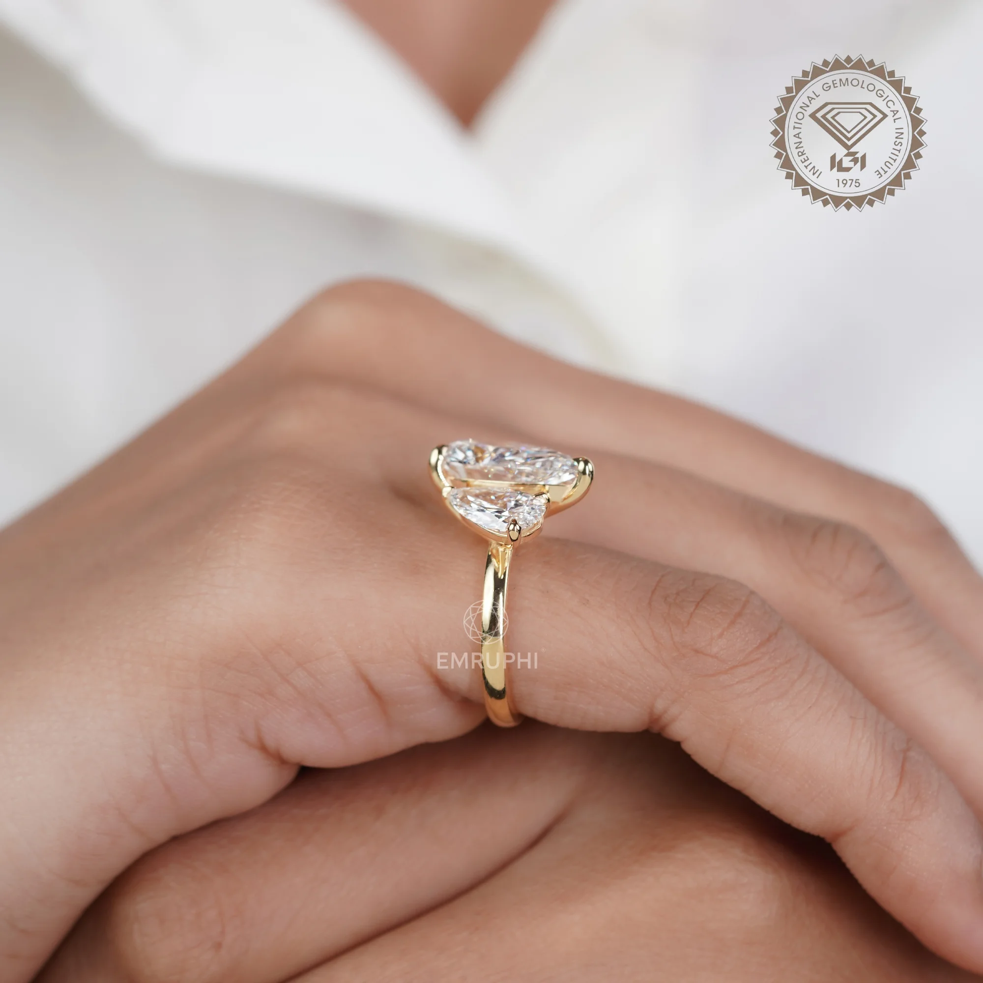 Pear Toi et Moi Lab Grown Engagement Ring, Two Stone Wedding Ring — view 11