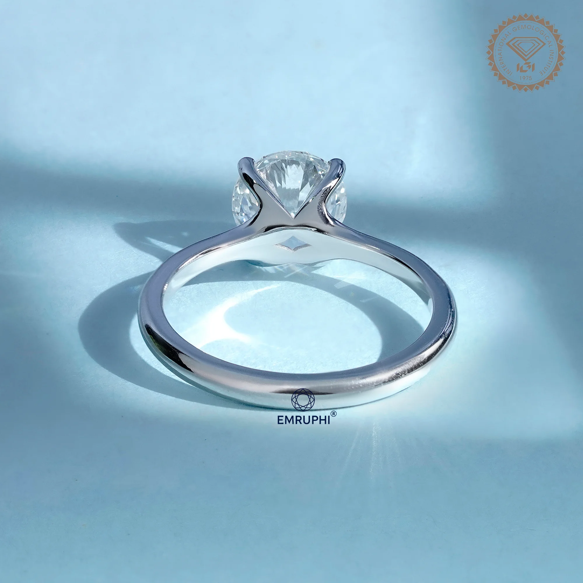 1.5 Carat Round Cut Solitaire Ring, 4 Prong Setting Lab Grown Diamond Engagement Ring in 14k Gold — view 4