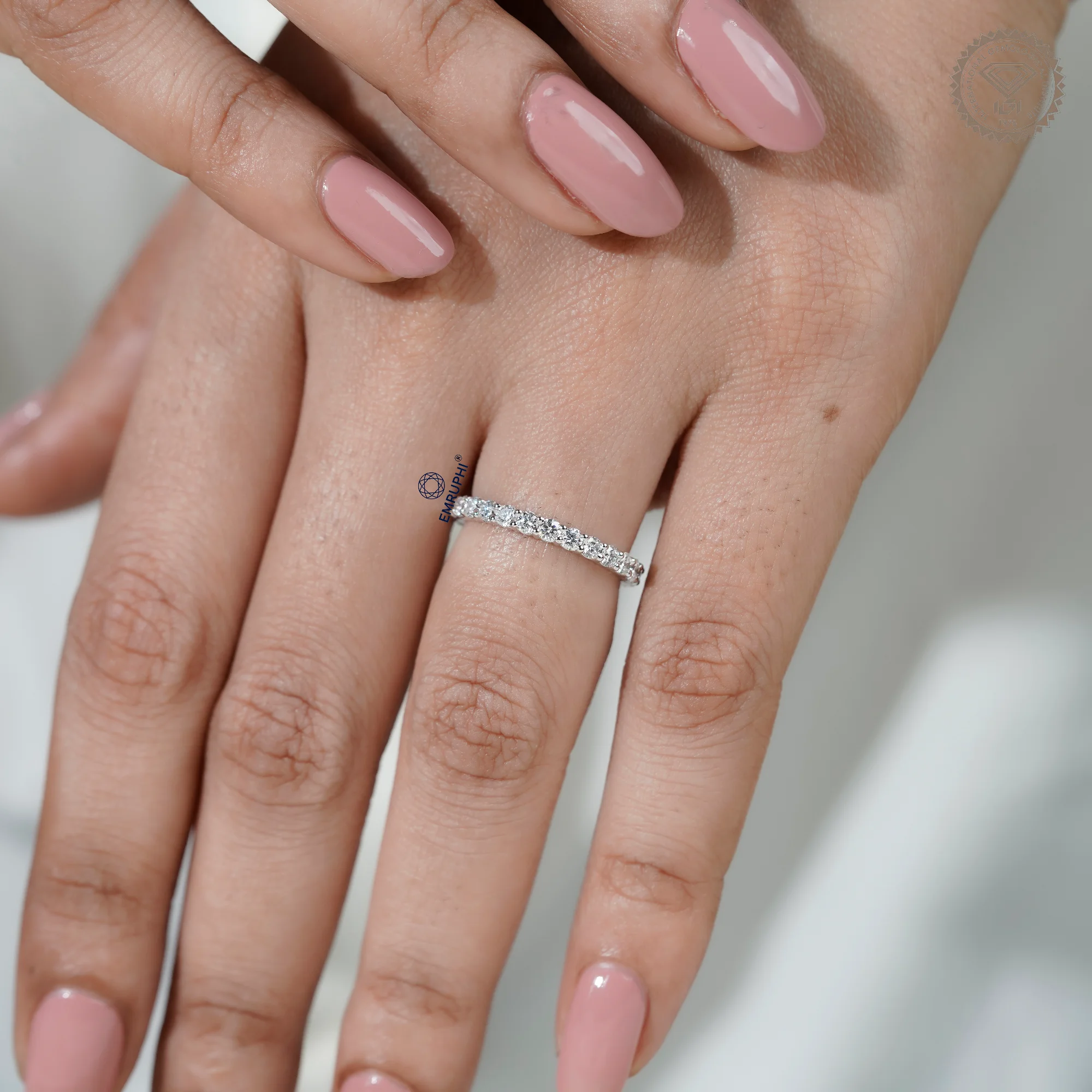 14k Gold Full Eternity Band, Round Lab-Grown Diamond daily wear Ring — view 13