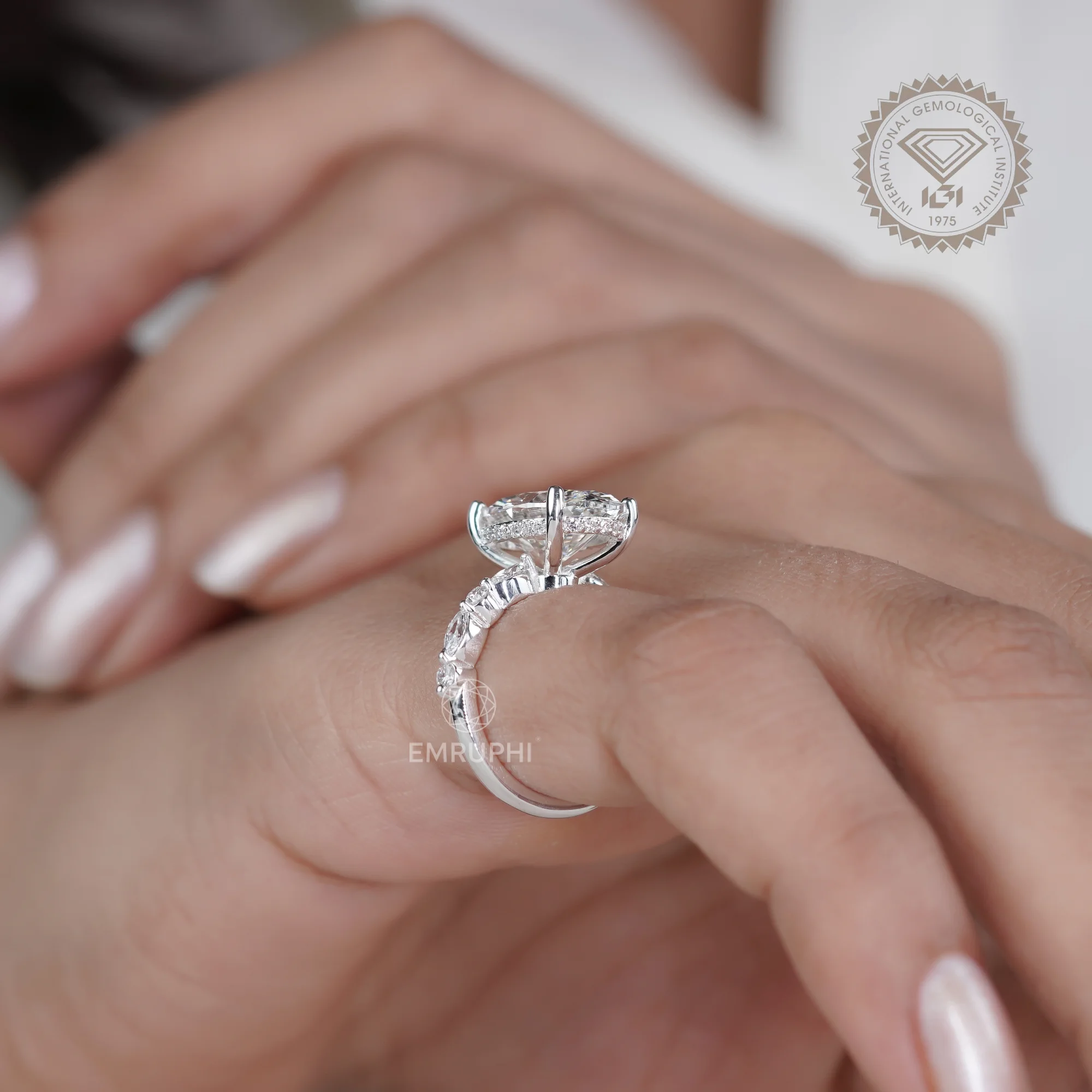 Brilliant Oval Cut Solitaire Engagement Ring, Oval Lab Diamond Anniversary Ring, Oval Proposal Ring for Her — view 8