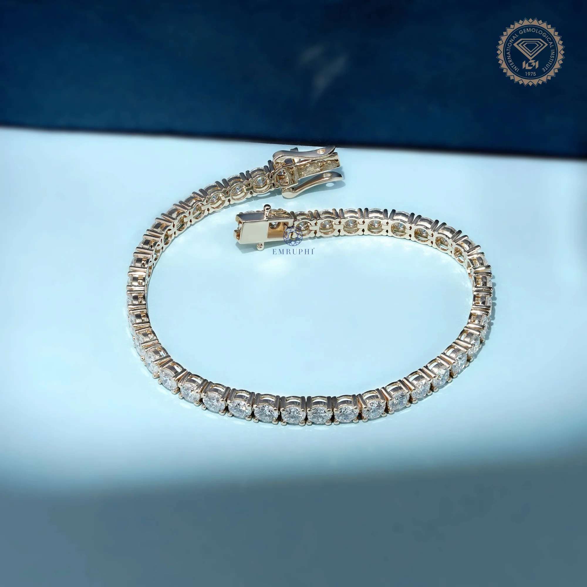 14K Solid Gold Lab Grown Diamond Tennis Bracelet, Round Brilliant DEF VS Clarity — view 5