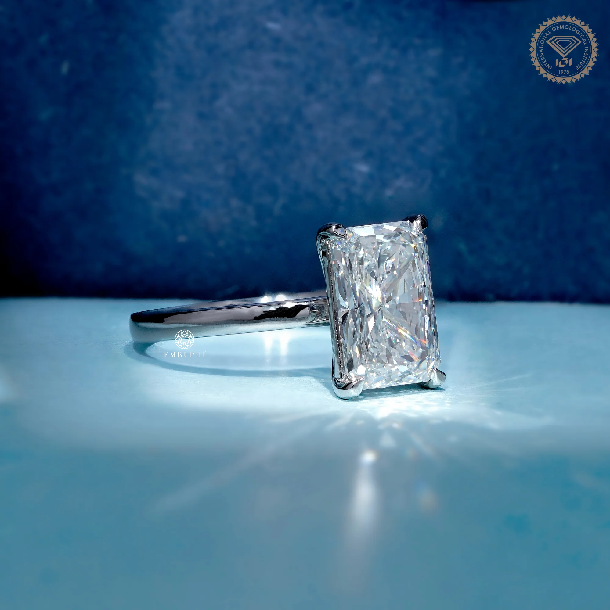 2.5 CT Radiant Solitaire Lab Diamond Ring, IGI Certified Diamond Engagement Ring — view 3