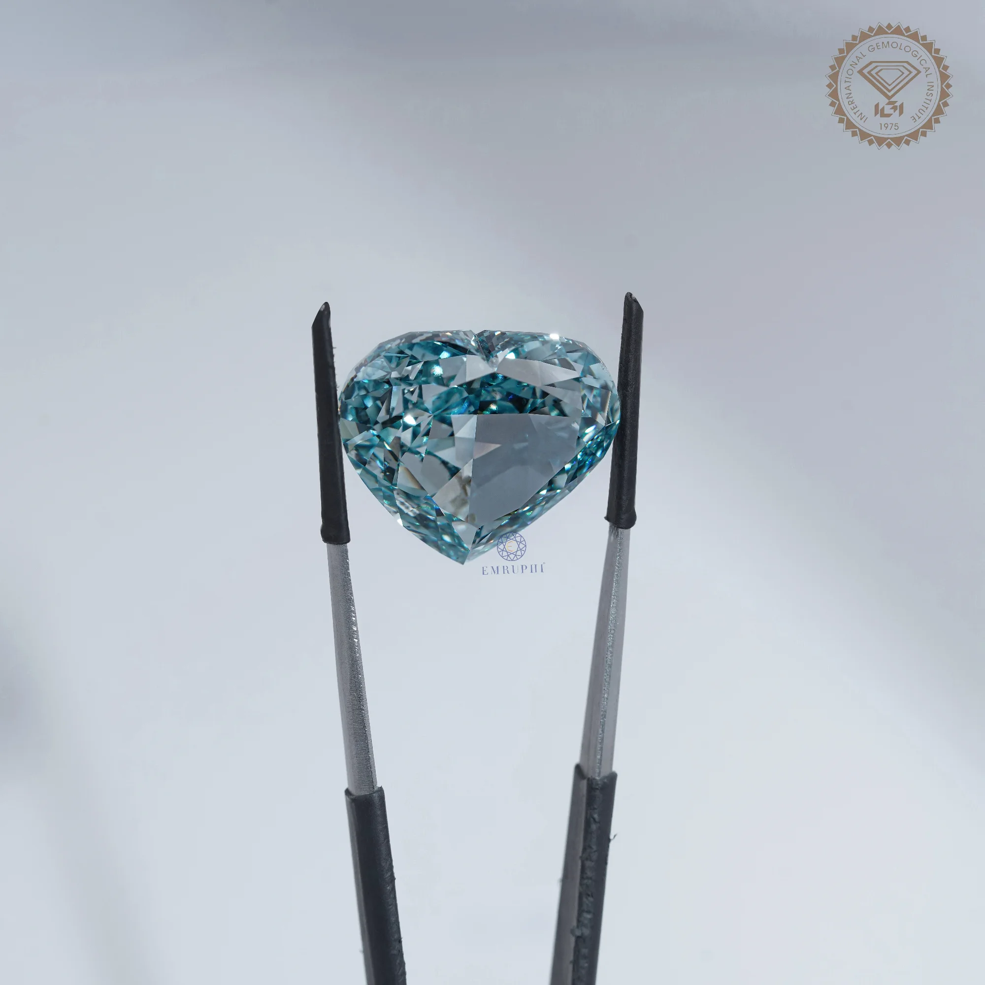 50.05 CT Vivid Blue Heart Cut Lab Grown Diamond, IGI Certified Loose Blue Diamond, — view 9