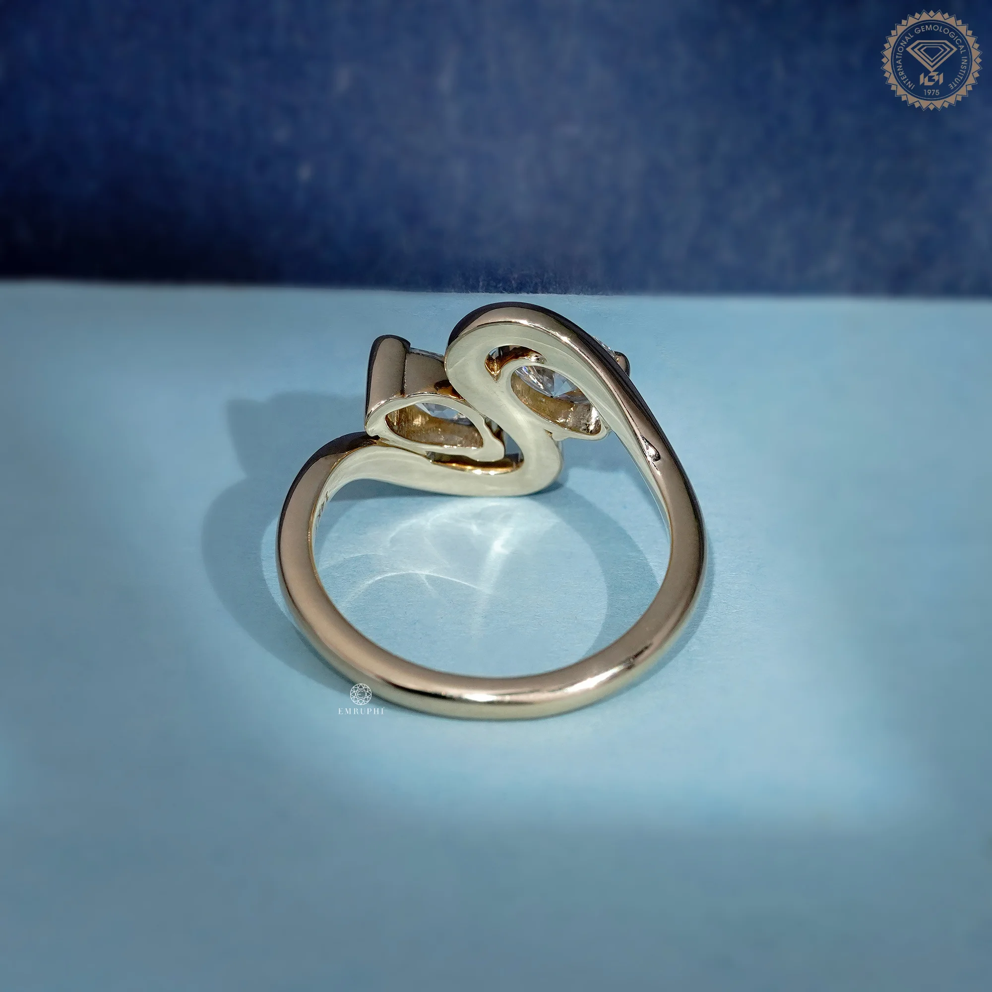 Toi et Moi Lab Grown Diamond Ring, Oval and Marquise Two Stone Engagement Ring — view 4