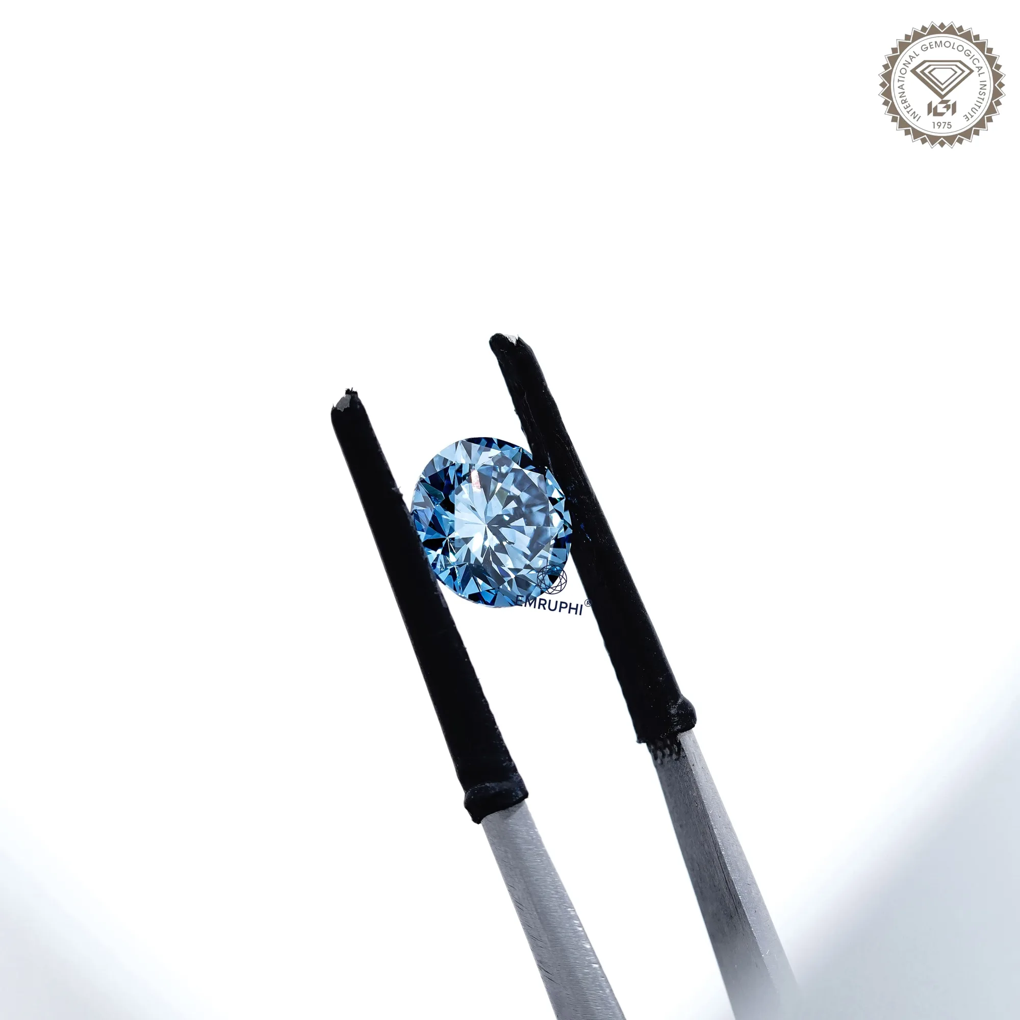 2 Carat Round Cut Lab Diamond, Vivid Blue Loose Diamond, IGI Certified — view 5
