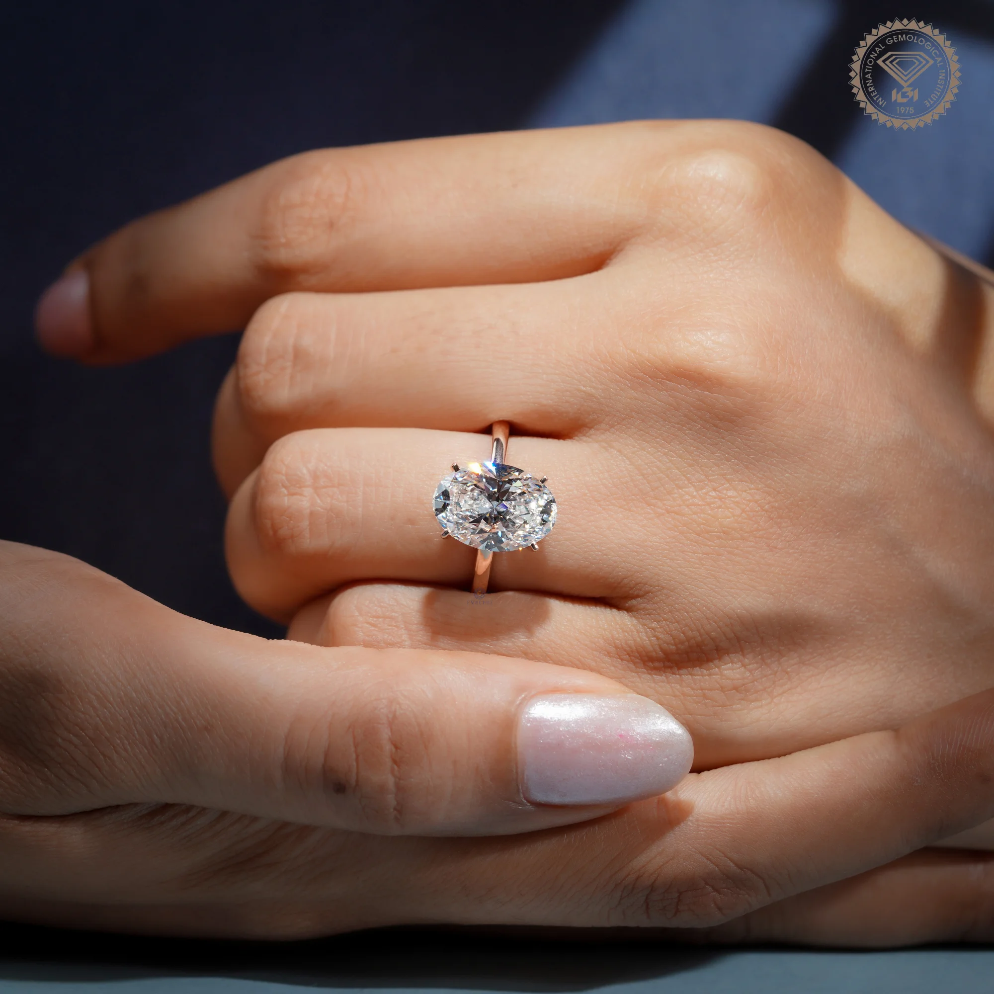 5 CT Oval Cut Lab Grown Diamond Solitaire Engagement Ring, 14K Gold Classic 4 Prong Ring — view 9