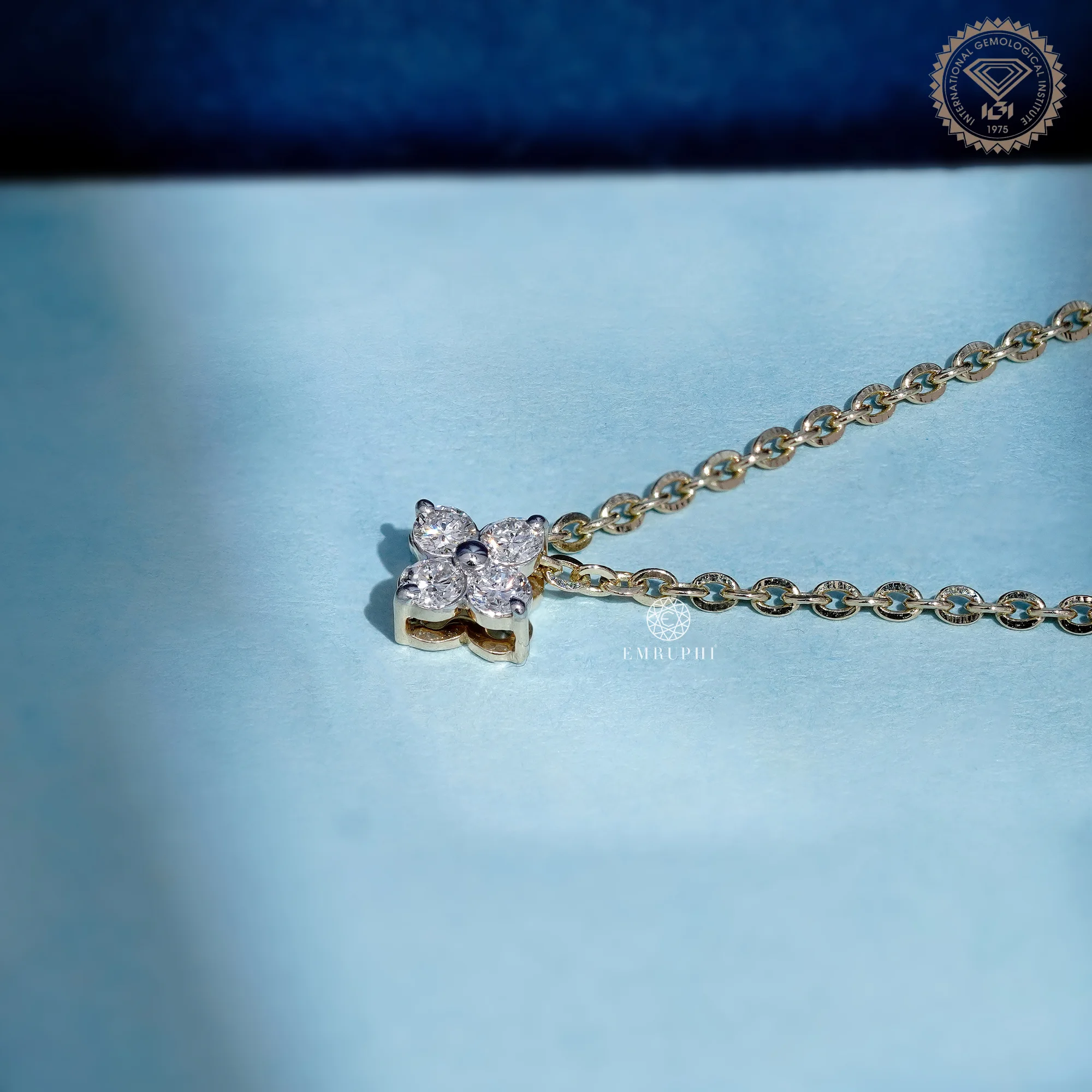0.40 CT Round Cut Floral Diamond Pendant for Women, Adjustable Floral Necklace — view 5