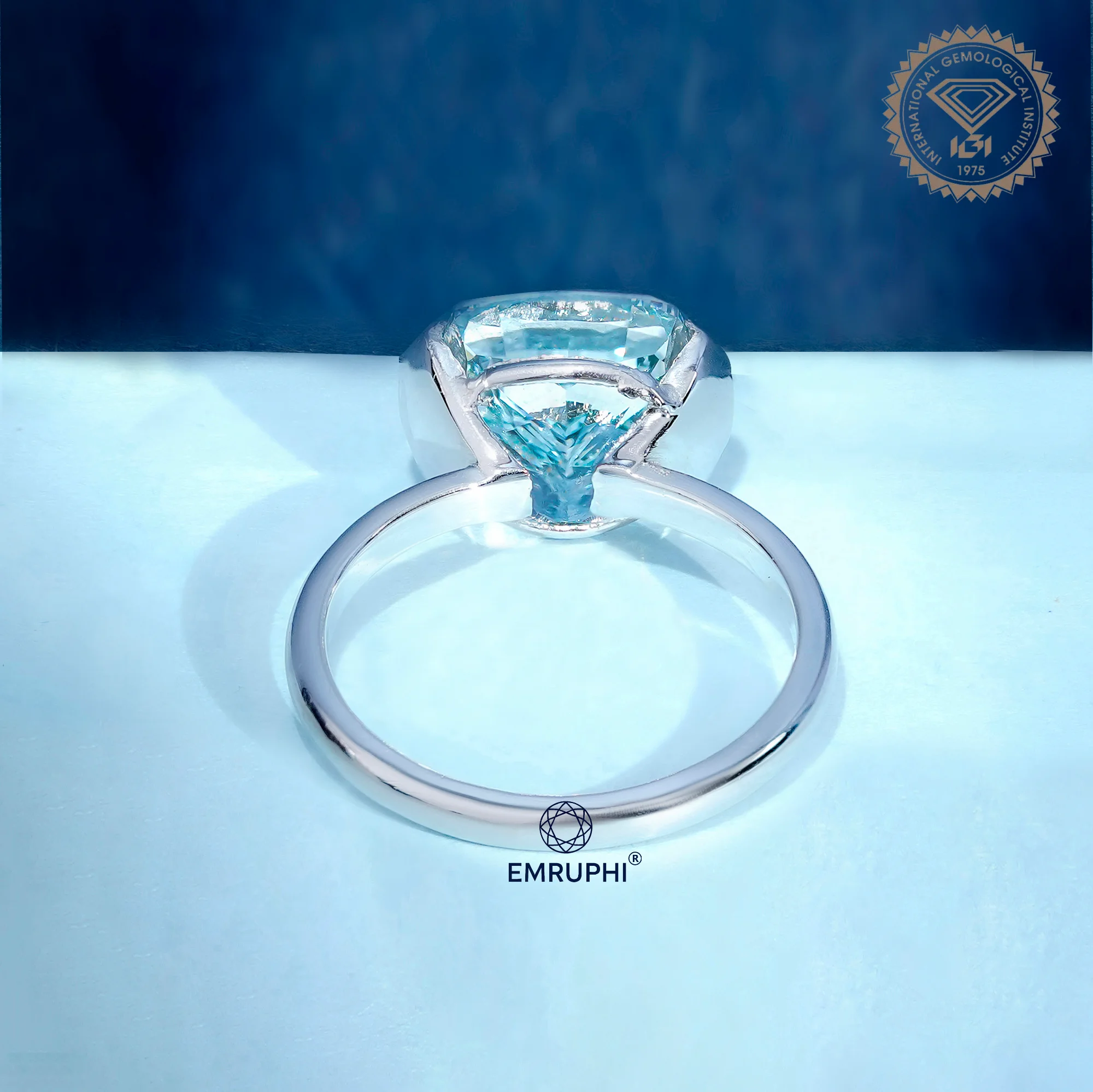 Cushion Solitaire Half Bezel Ring, Cushion Engagement Ring in 18k Gold, — view 4