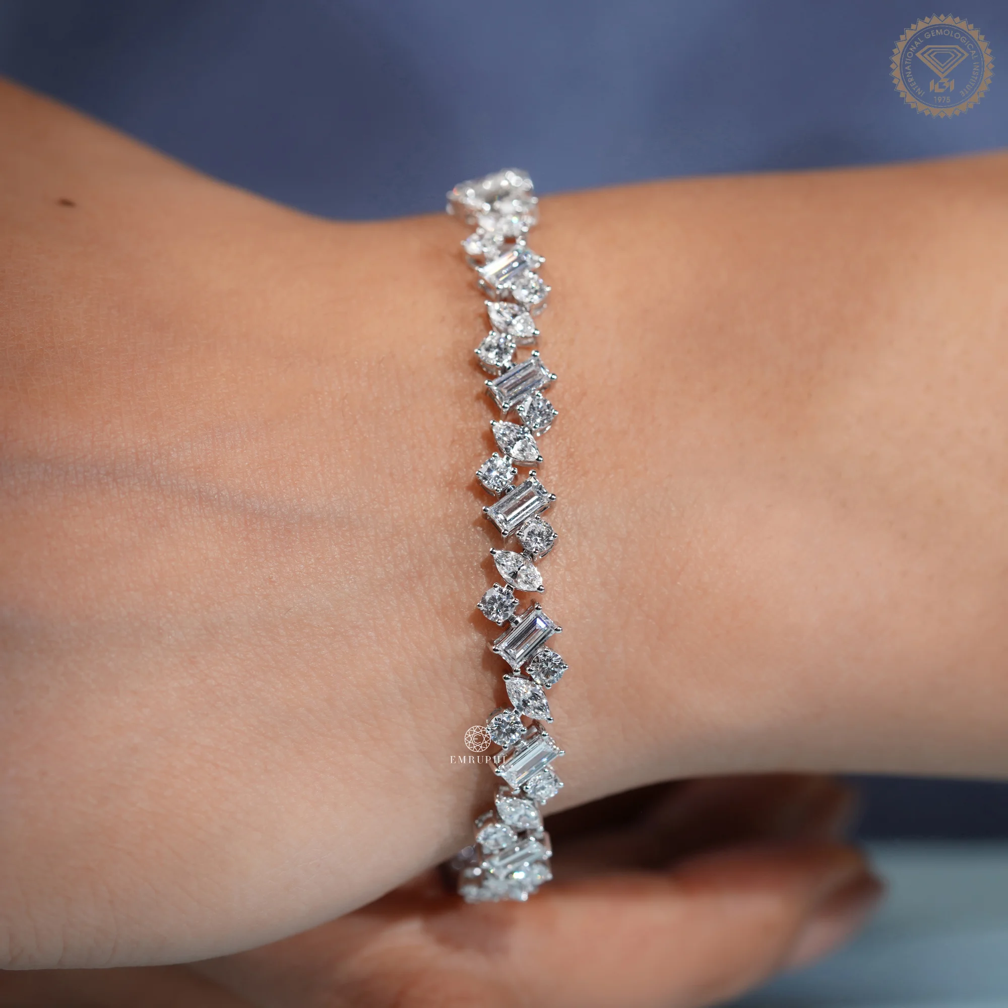 Multi Stone Tennis Bracelet For Women, Lab Diamond Bracelet in 14K Gold — view 6