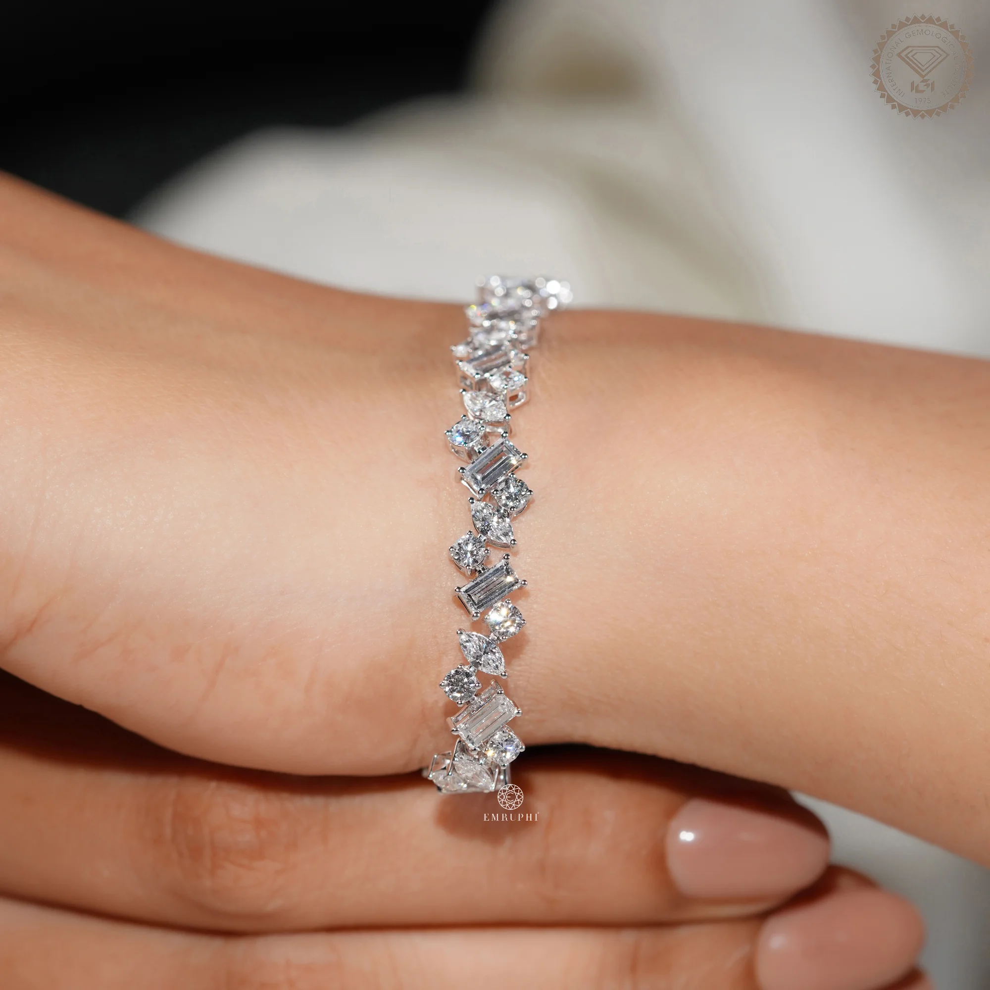 Multi Stone Tennis Bracelet For Women, Lab Diamond Bracelet in 14K Gold — view 10