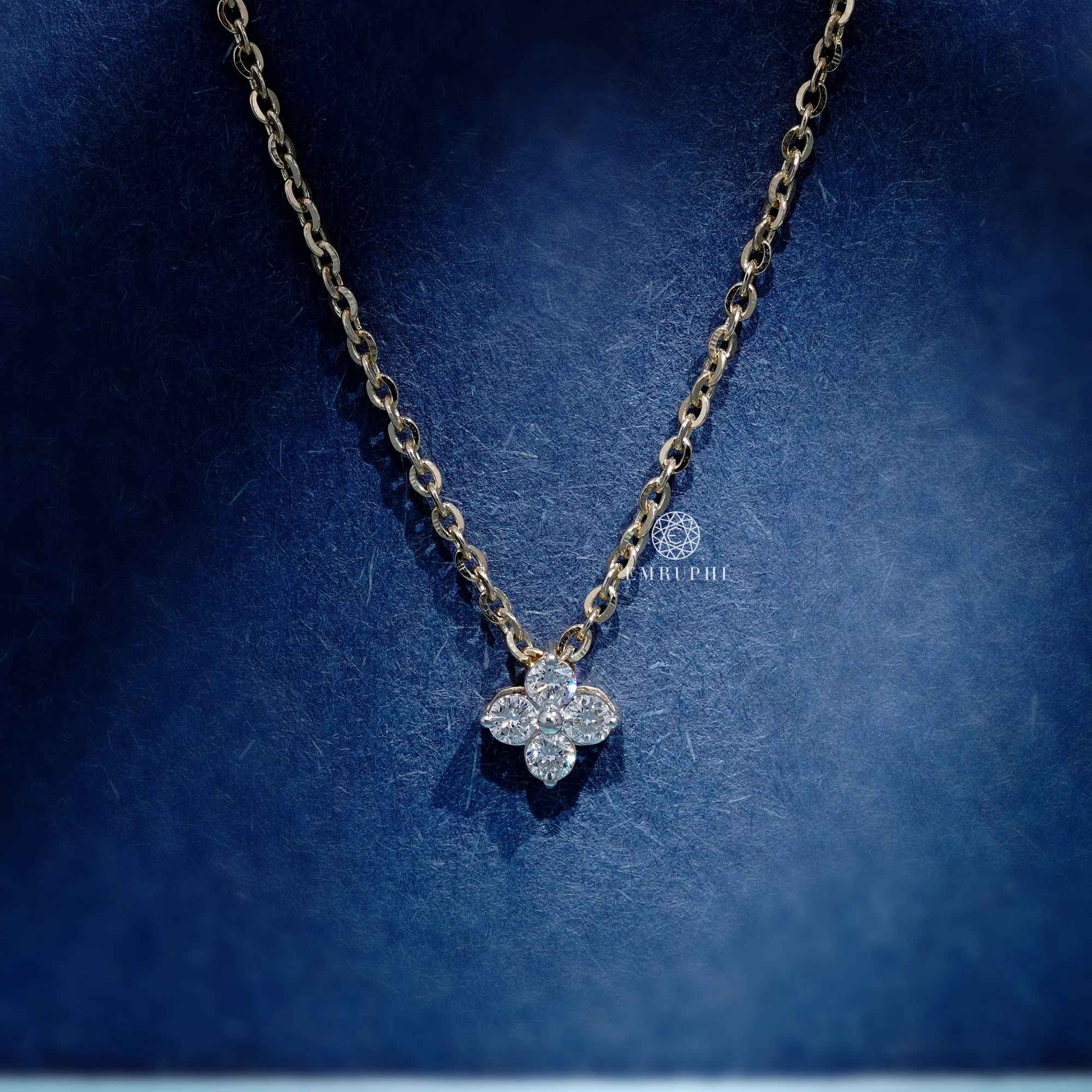0.40 CT Round Cut Floral Diamond Pendant for Women, Adjustable Floral Necklace