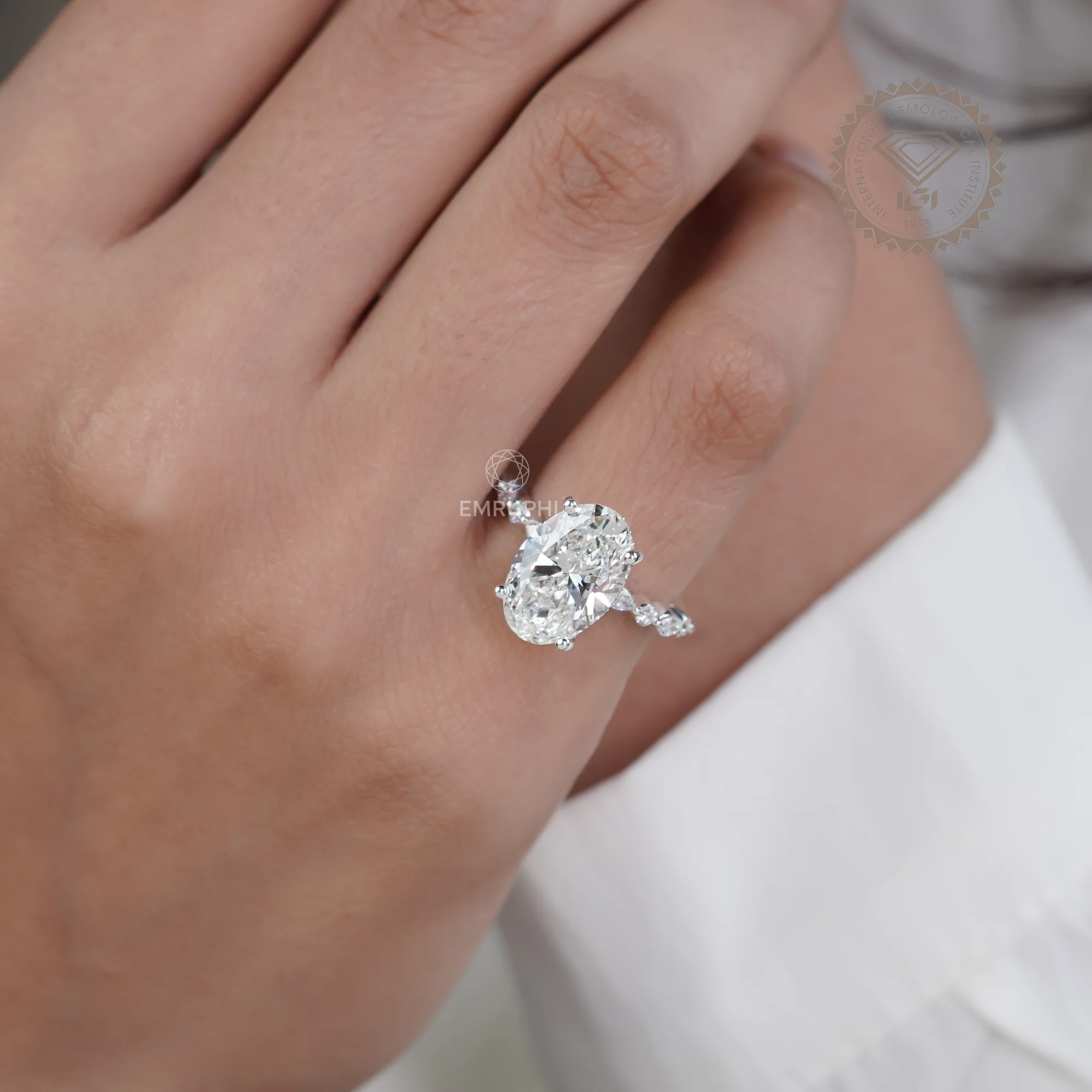 Brilliant Oval Cut Solitaire Engagement Ring, Oval Lab Diamond Anniversary Ring, Oval Proposal Ring for Her — view 9