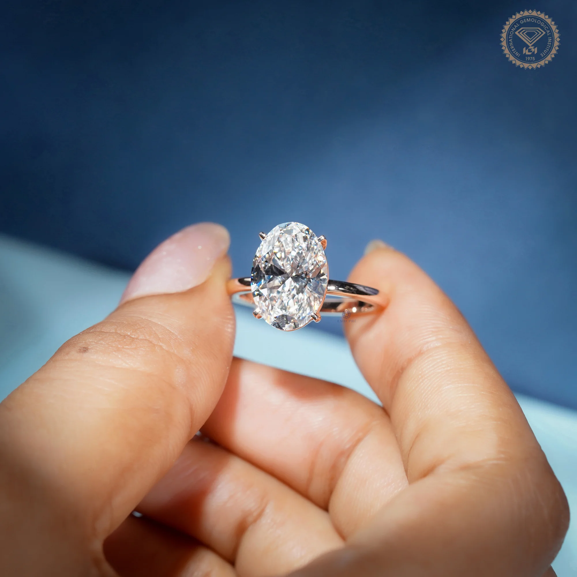 5 CT Oval Cut Lab Grown Diamond Solitaire Engagement Ring, 14K Gold Classic 4 Prong Ring — view 5