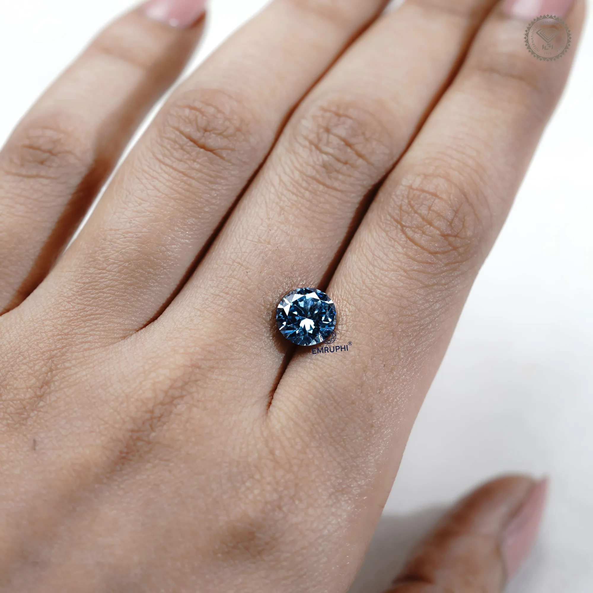 2 Carat Round Cut Lab Diamond, Vivid Blue Loose Diamond, IGI Certified — view 2