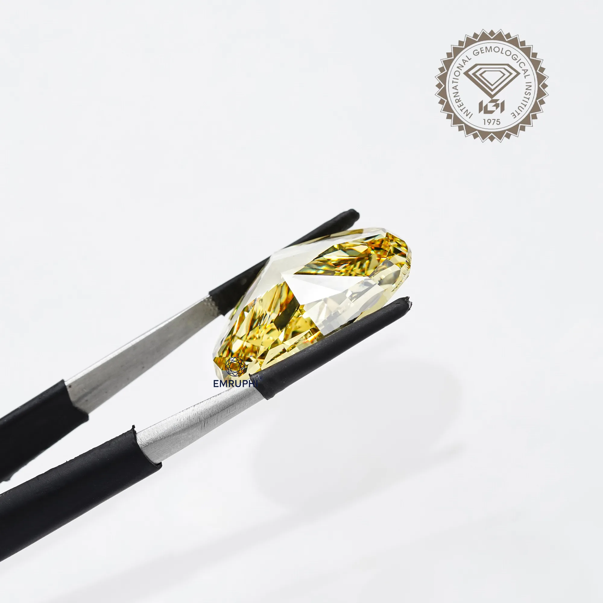 46 Carat Oval Fancy Yellow Lab Grown Diamond, Loose IGI Certified Diamond — view 8