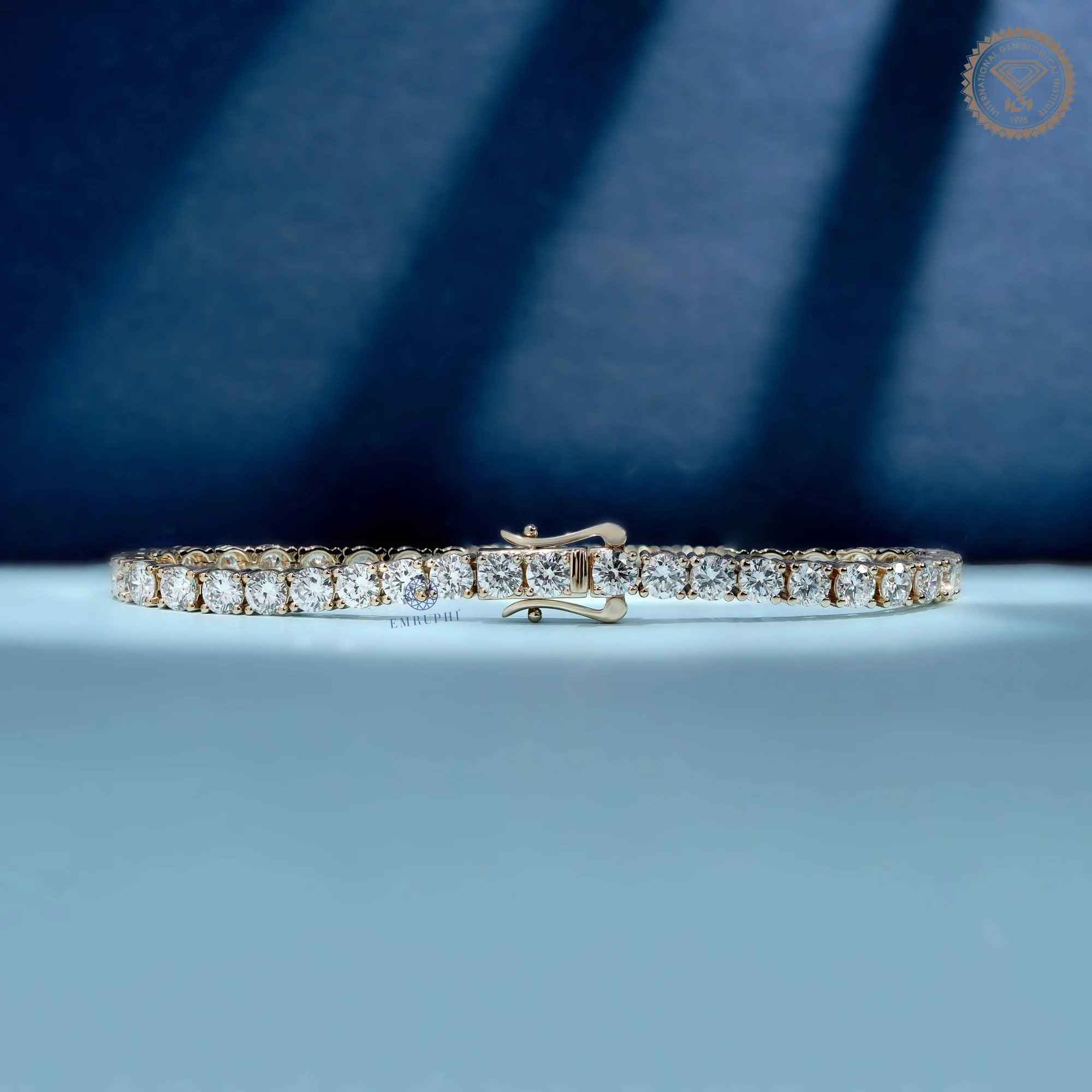 14K Solid Gold Lab Grown Diamond Tennis Bracelet, Round Brilliant DEF VS Clarity — view 3
