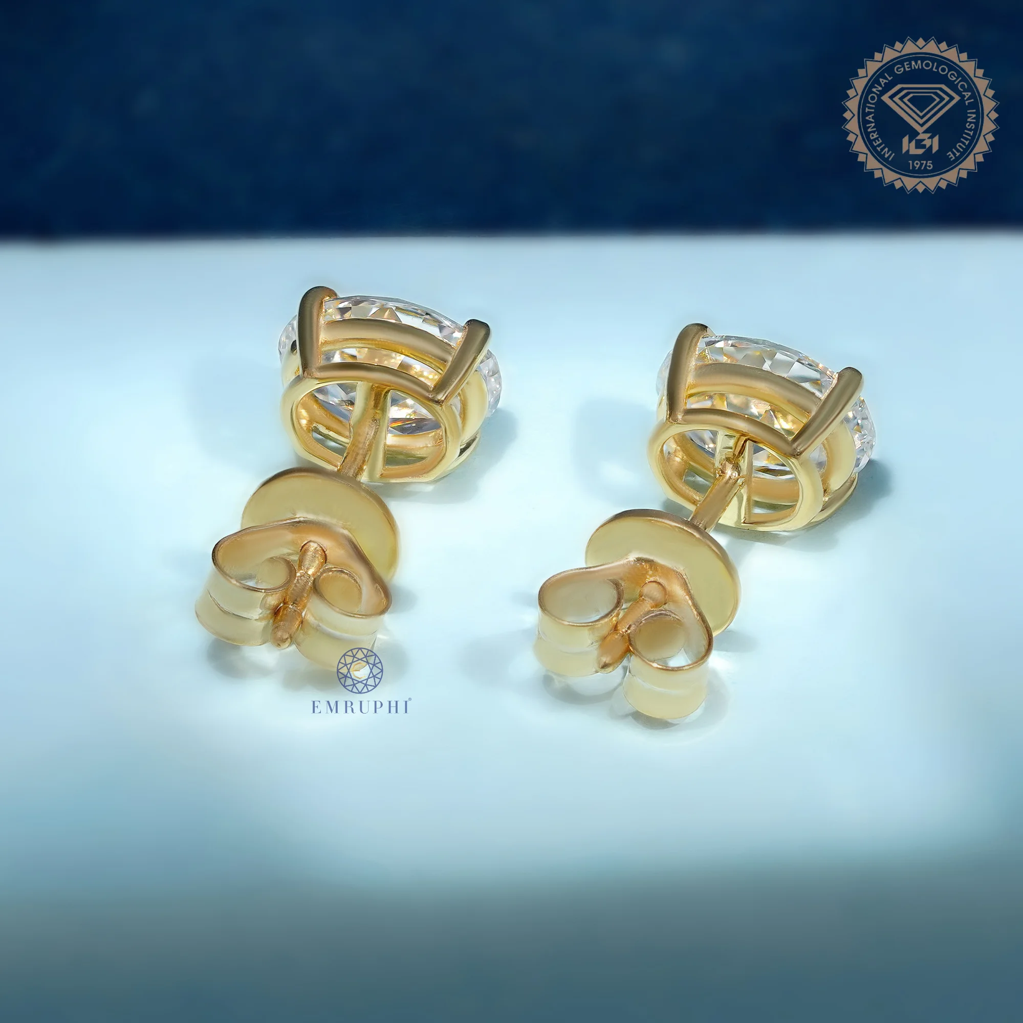 2ct Oval Cut Lab Grown Diamond Stud Earrings, Old Mine Diamond Minimalist Studs — view 5