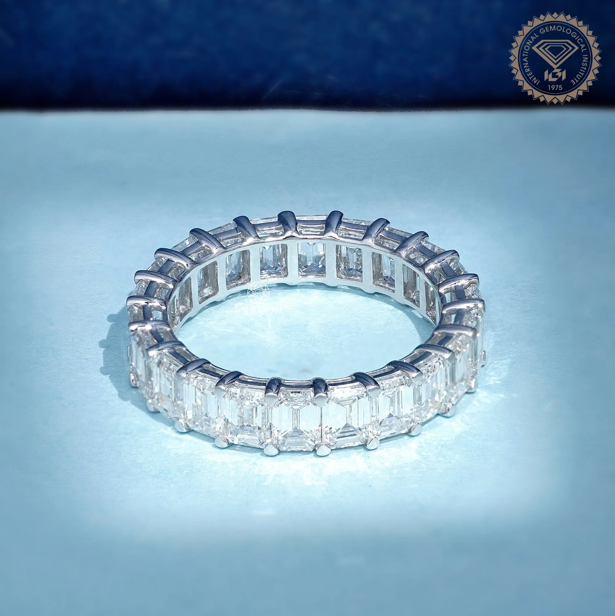 Emerald Cut Diamond Eternity Band, Full Eternity Wedding Ring, IGI Certified Diamond Ring — view 4