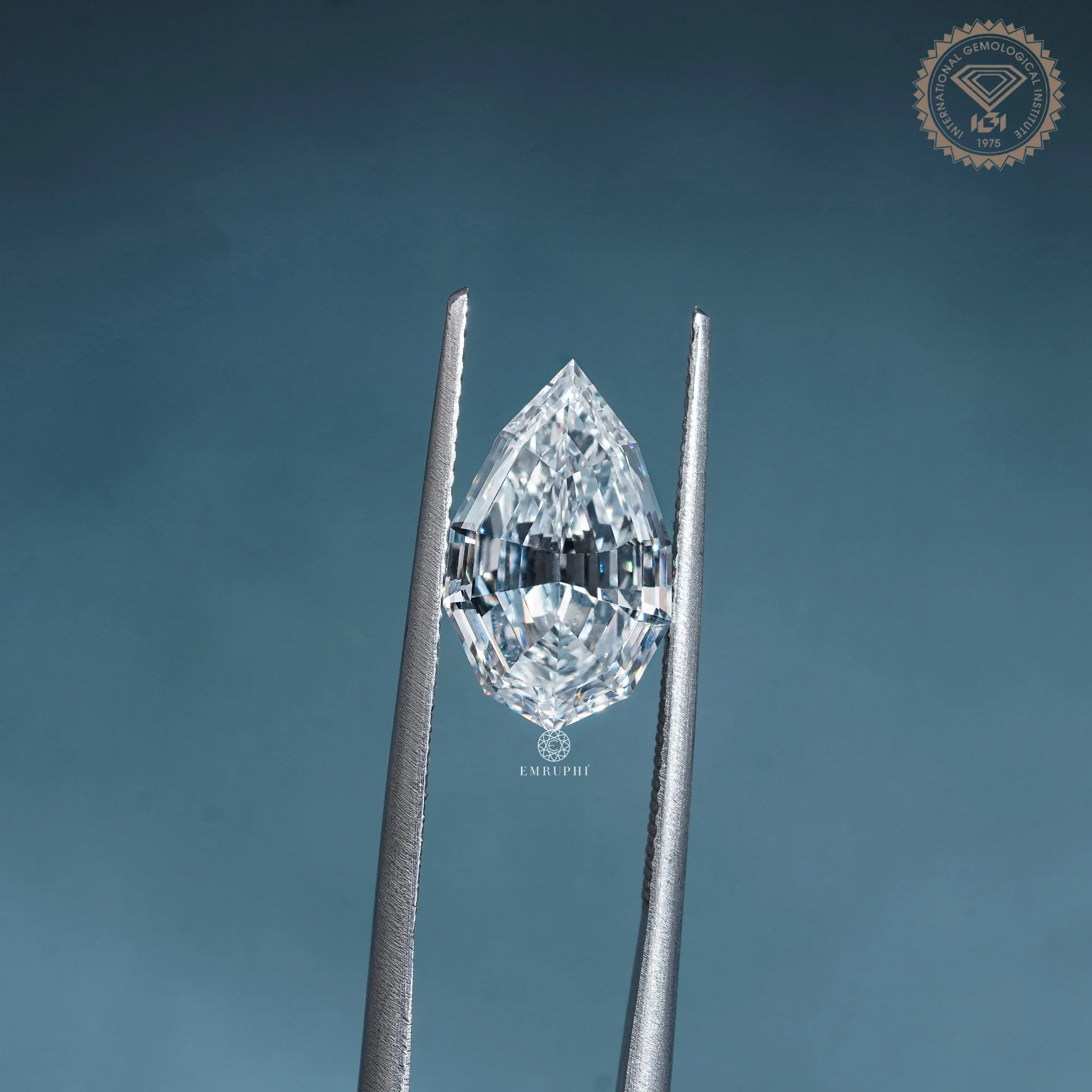 3.28 CT Pear Step Cut Lab Grown Diamond, Pear Shape Loose Diamond, Step Cut Lab Diamond — view 4