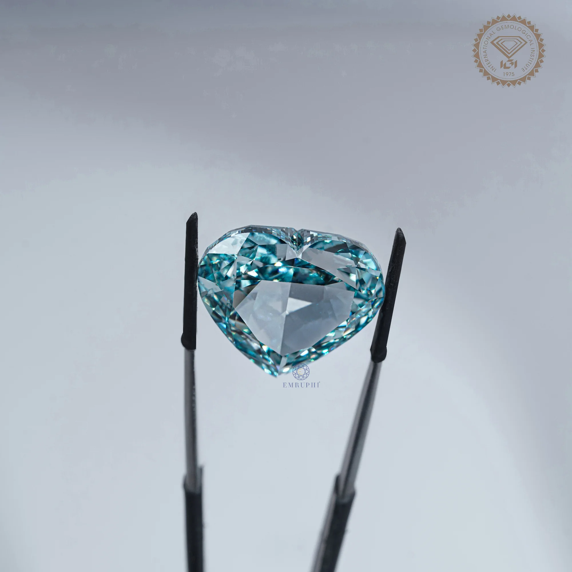 50.05 CT Vivid Blue Heart Cut Lab Grown Diamond, IGI Certified Loose Blue Diamond, — view 6