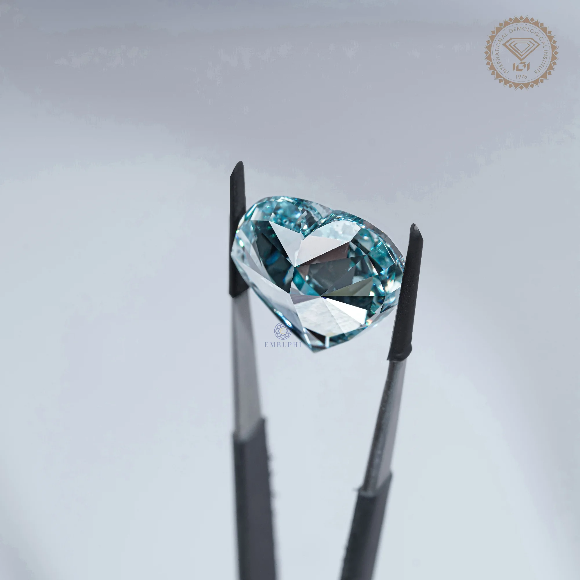 50.05 CT Vivid Blue Heart Cut Lab Grown Diamond, IGI Certified Loose Blue Diamond, — view 7