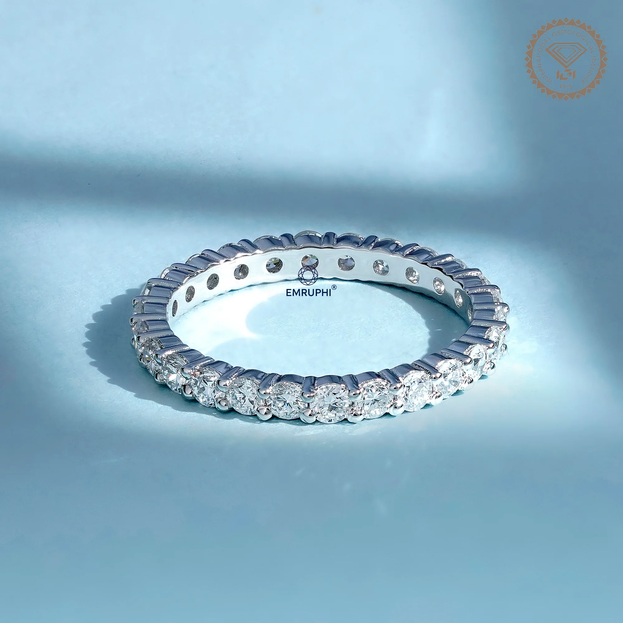 14k Gold Full Eternity Band, Round Lab-Grown Diamond daily wear Ring — view 4