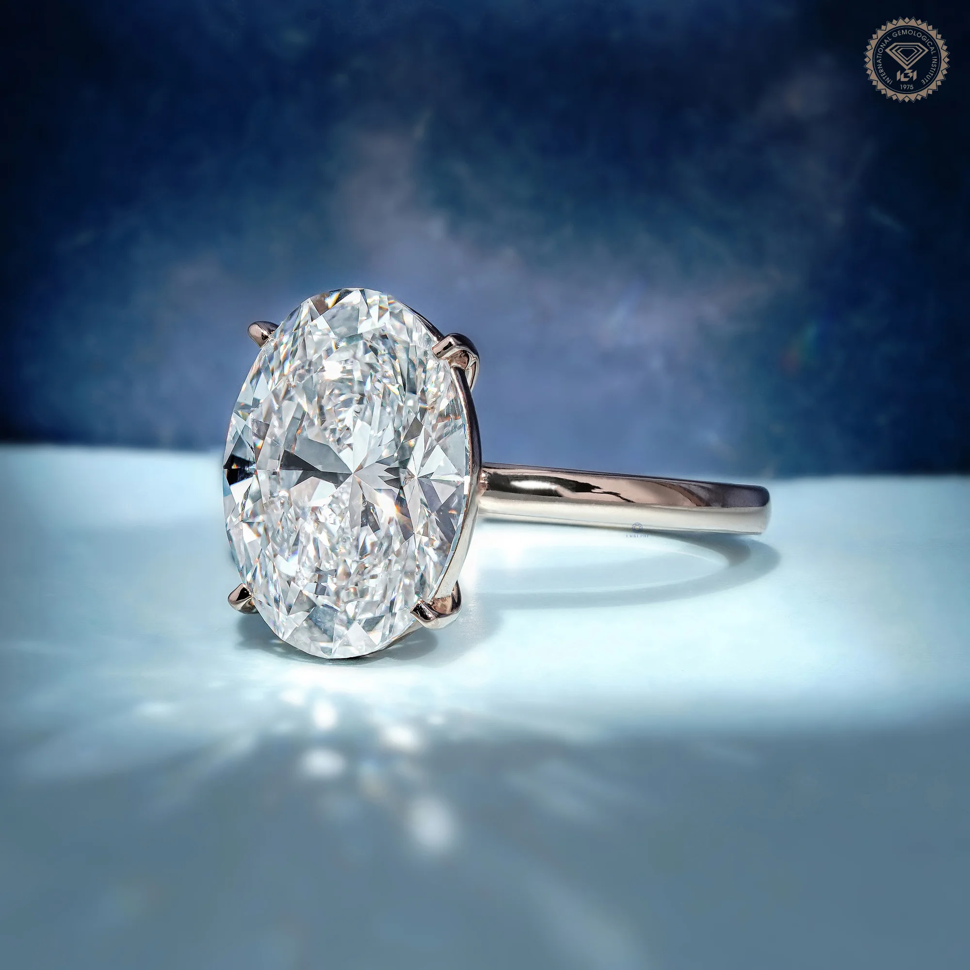 5 CT Oval Cut Lab Grown Diamond Solitaire Engagement Ring, 14K Gold Classic 4 Prong Ring — view 2