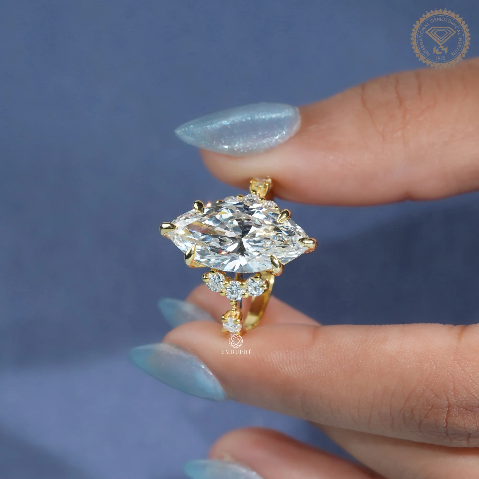6 CT Marquise Lab Grown Vintage Engagement Ring, IGI Certified — view 5