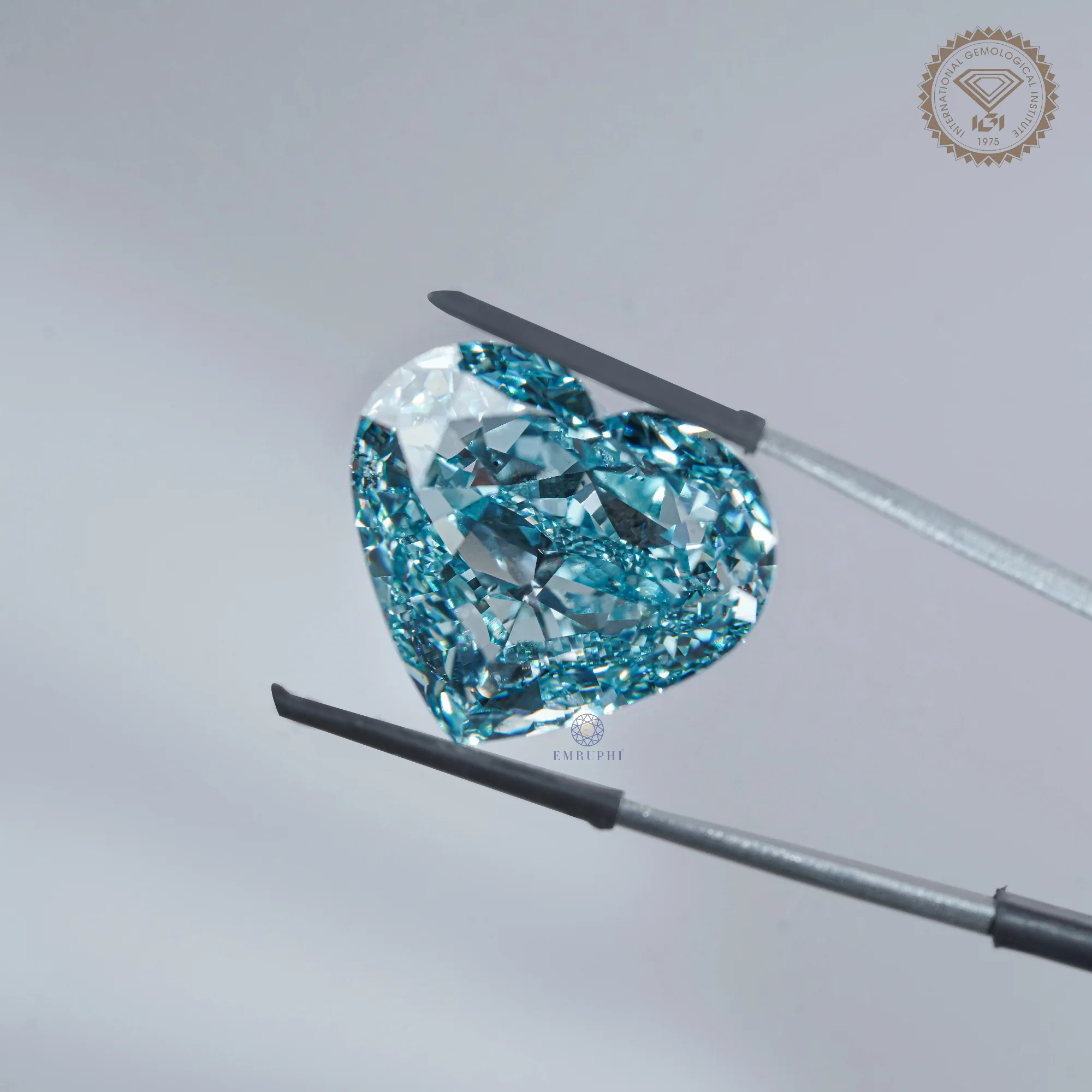 50.05 CT Vivid Blue Heart Cut Lab Grown Diamond, IGI Certified Loose Blue Diamond,