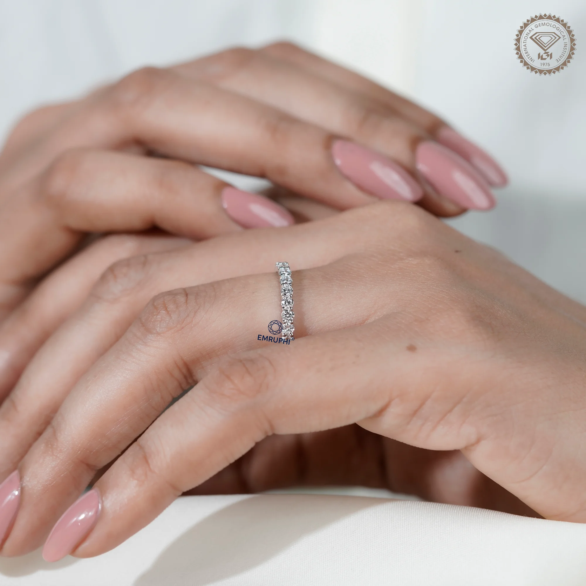 14k Gold Full Eternity Band, Round Lab-Grown Diamond daily wear Ring — view 11