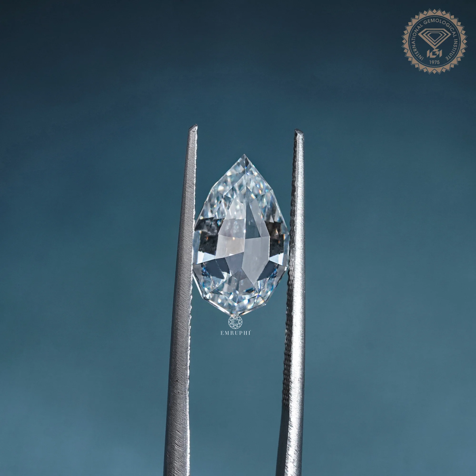 3.28 CT Pear Step Cut Lab Grown Diamond, Pear Shape Loose Diamond, Step Cut Lab Diamond — view 5