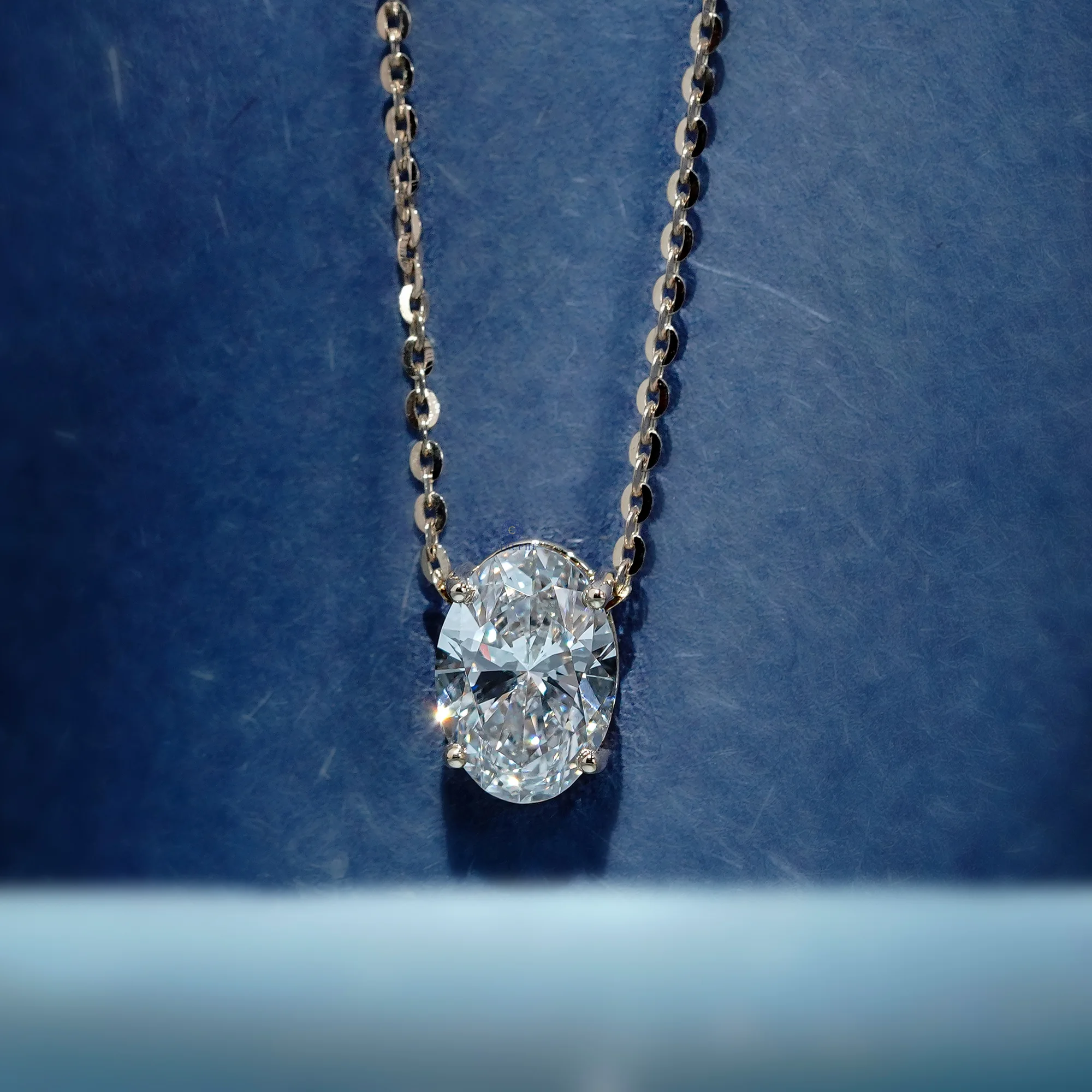 2 CT Oval Cut Solitaire Lab Grown Diamond Pendant, 14K Gold Necklace