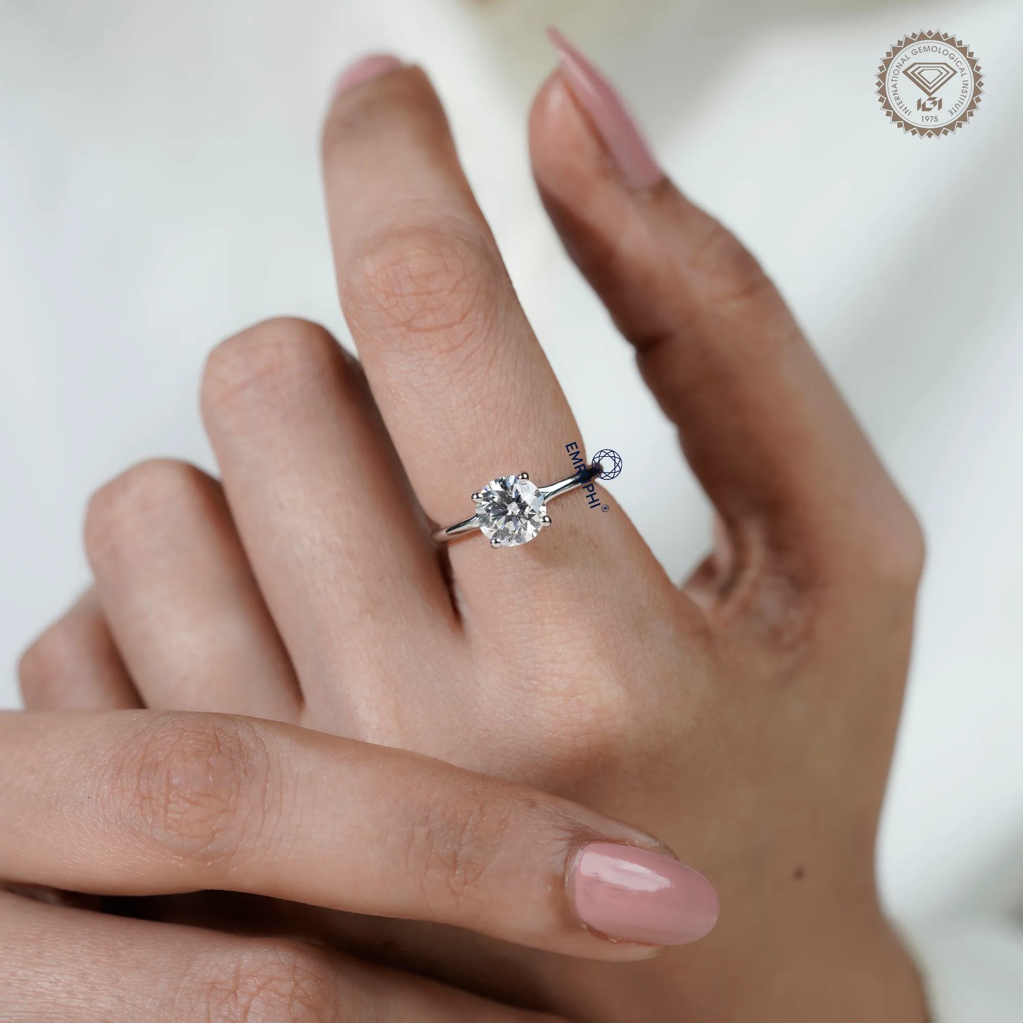 1.5 Carat Round Cut Solitaire Ring, 4 Prong Setting Lab Grown Diamond Engagement Ring in 14k Gold — view 8