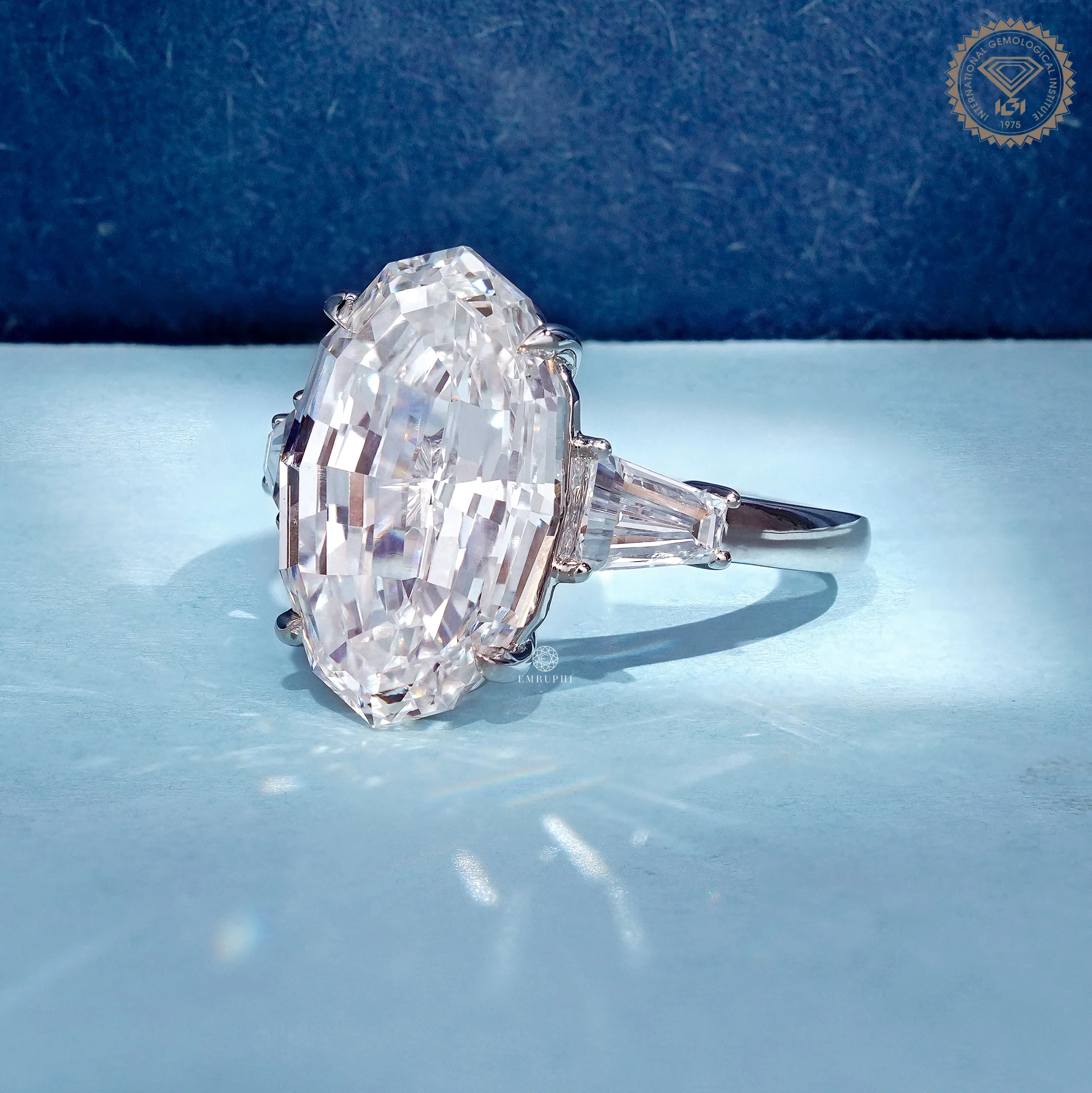 7 CT Oval Step Cut Lab Grown Diamond Engagement Ring, IGI Certified — view 2