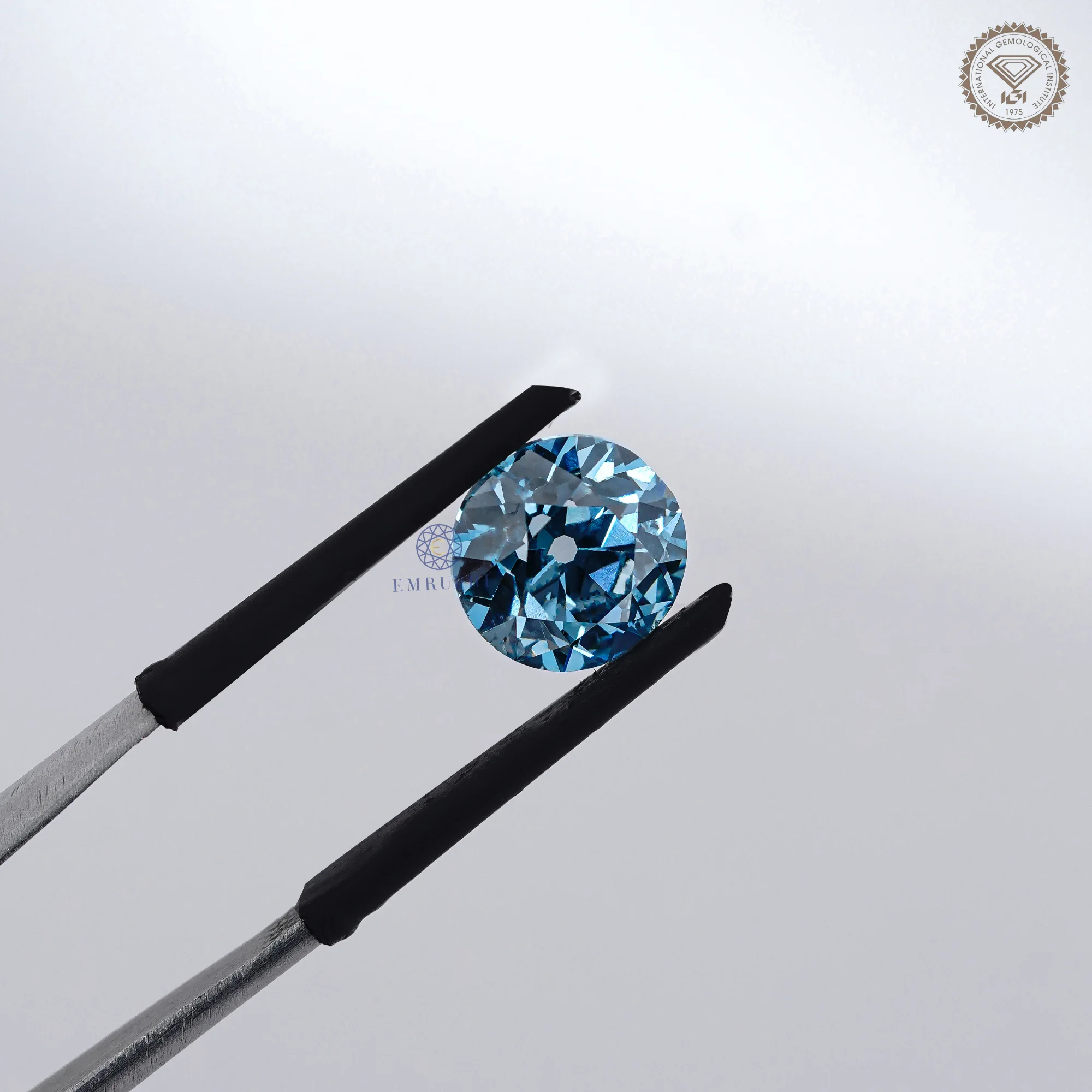3.05 CT Round Cut Vivid Blue Old Mine Diamond, Loose Blue Diamond