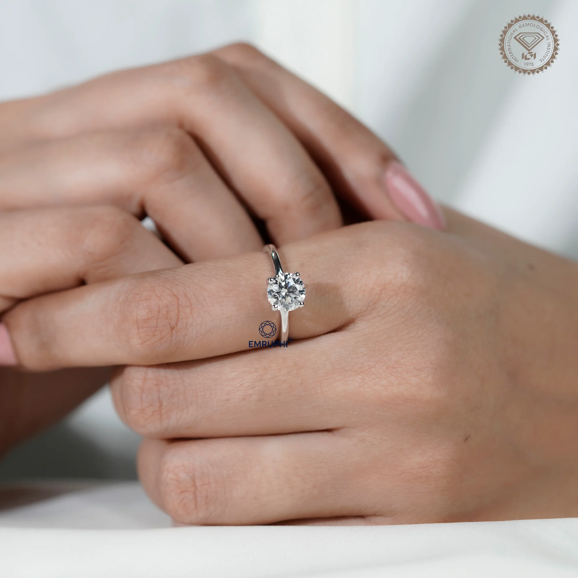 1.5 Carat Round Cut Solitaire Ring, 4 Prong Setting Lab Grown Diamond Engagement Ring in 14k Gold — view 11