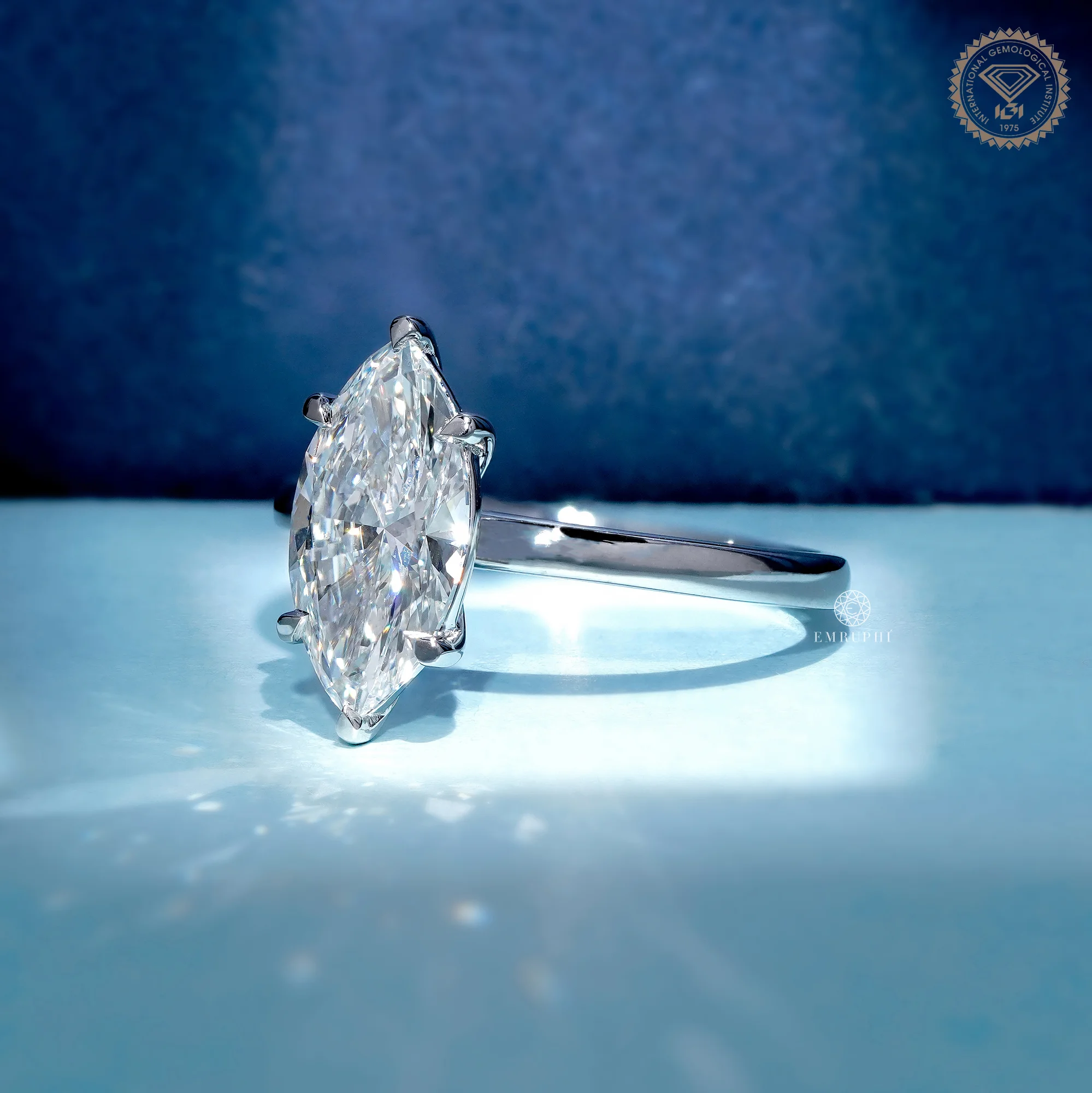 Marquise Lab Grown Diamond Engagement Ring 14K Gold, IGI Certified — view 2