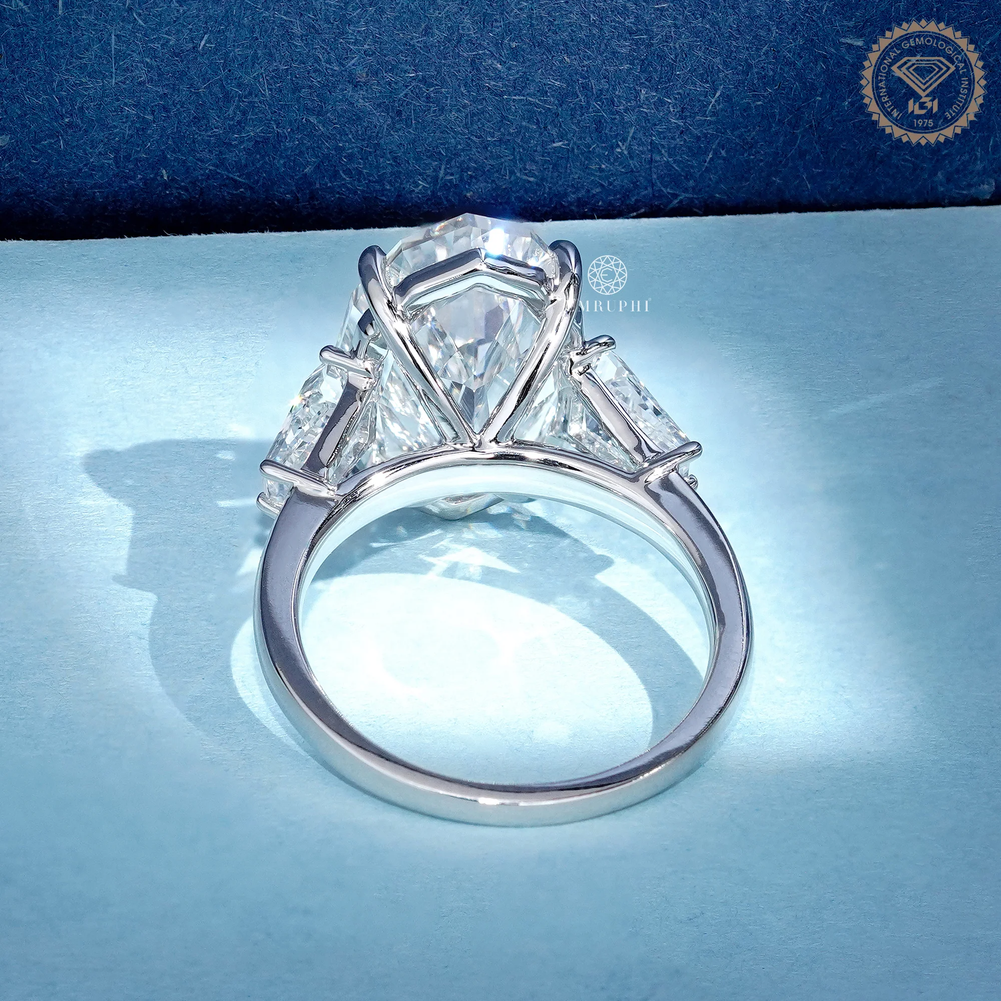 7 CT Oval Step Cut Lab Grown Diamond Engagement Ring, IGI Certified — view 4