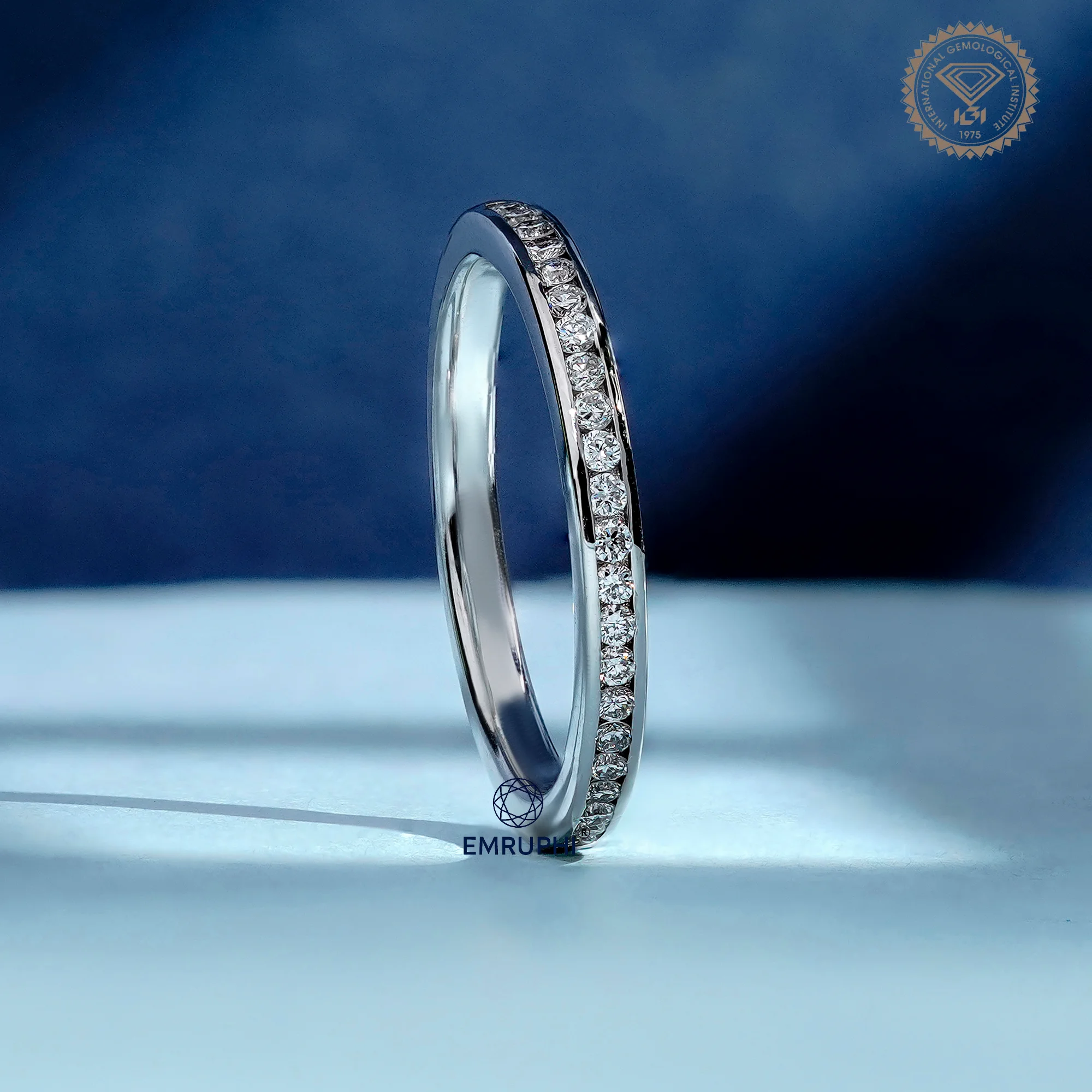 14K Round Cut Diamond Wedding Band For Women, Channel Set Eternity Ring — view 3