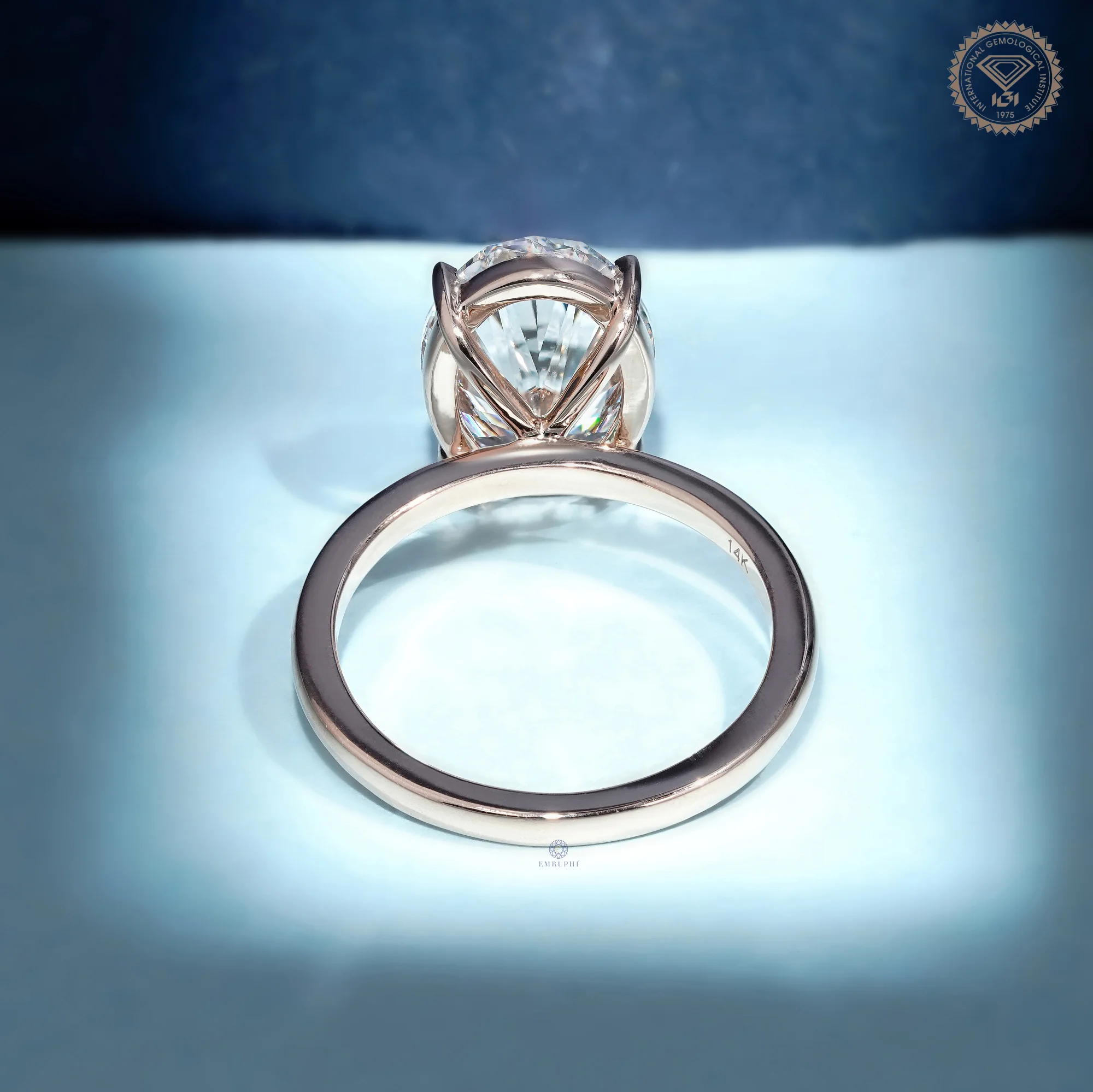 5 CT Oval Cut Lab Grown Diamond Solitaire Engagement Ring, 14K Gold Classic 4 Prong Ring — view 4