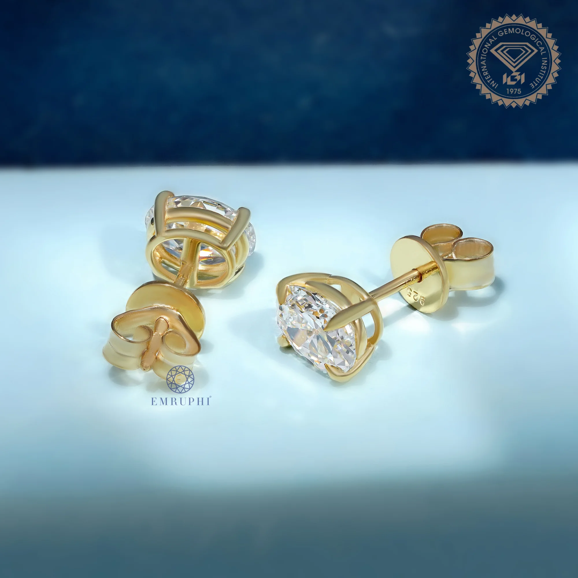 2ct Oval Cut Lab Grown Diamond Stud Earrings, Old Mine Diamond Minimalist Studs — view 4
